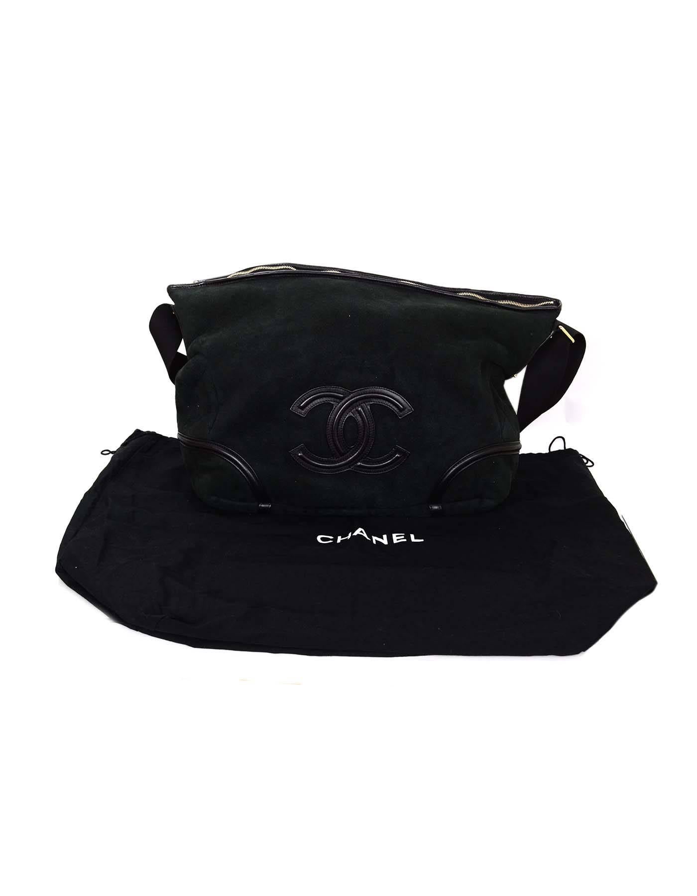 Chanel Black Shearing CC Zip Top Messenger Bag  6