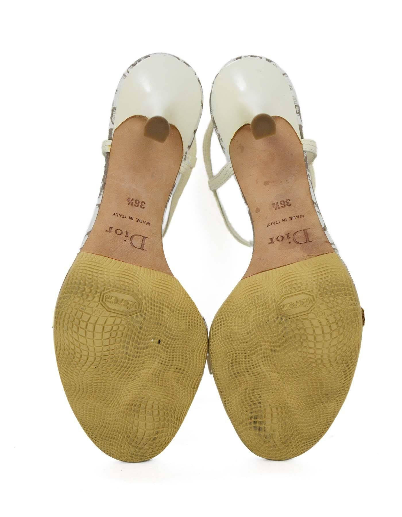 Christian Dior Cream T-Strap Bow Sandals Sz 36.5 1