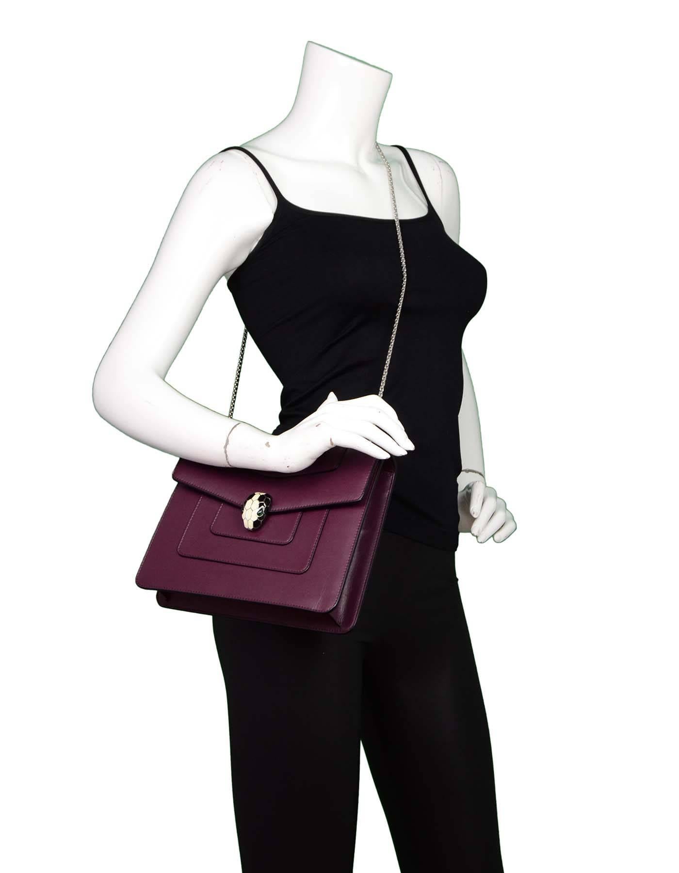 Bvlgari Burgundy Leather Serpenti Forever Flap Bag

Features light gold-plated brass 