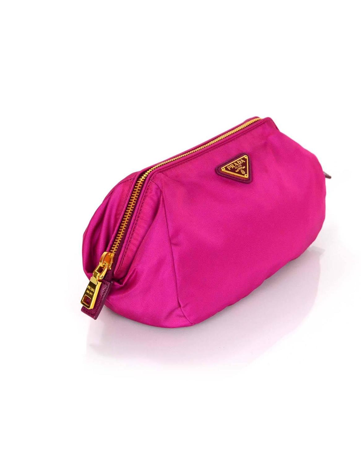 Prada Fuchsia Nylon Makeup Pouch Bag For Sale at 1stdibs