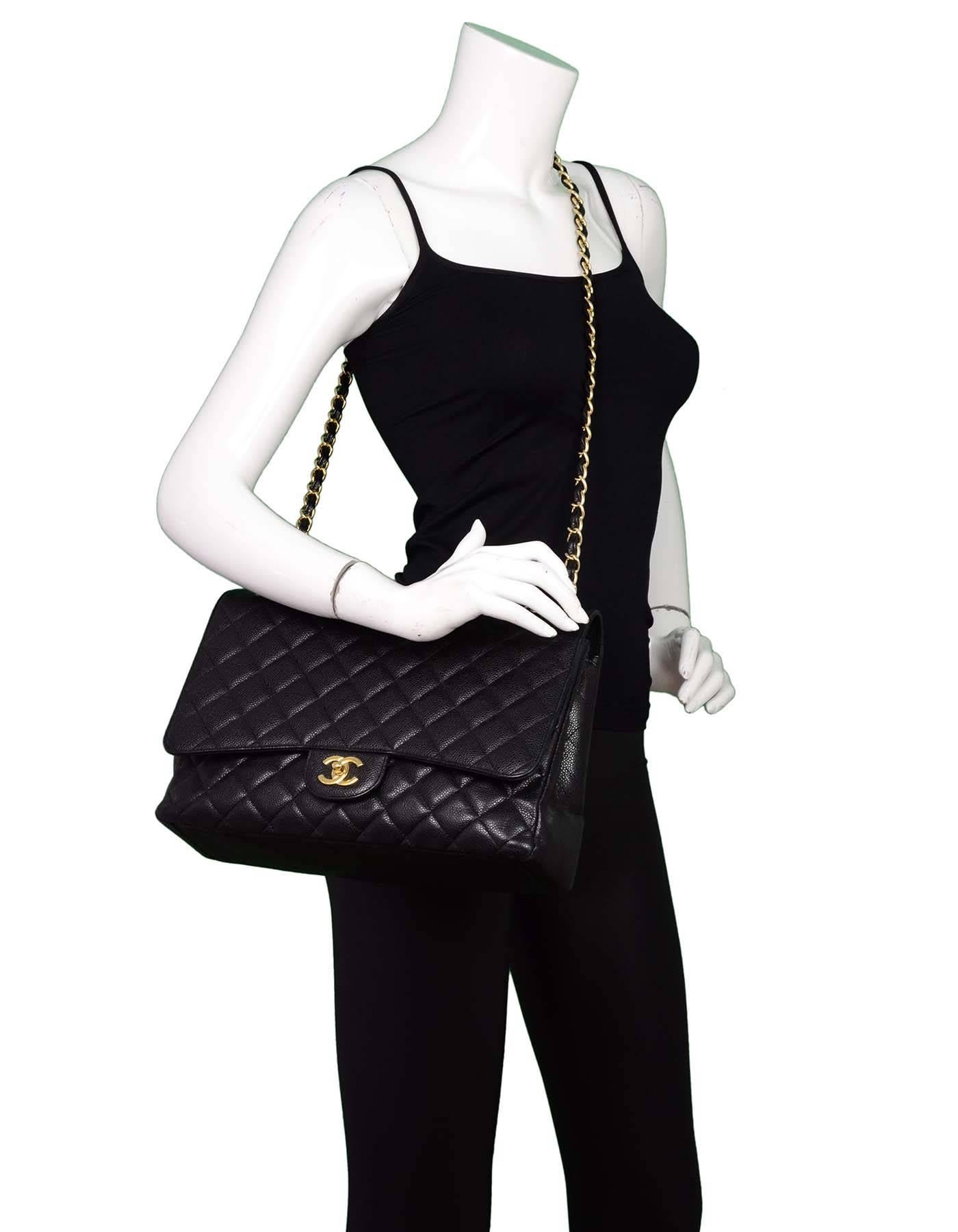 Chanel Black Caviar Leather Quilted Single Flap Maxi Bag GHW rt. $6, 000 3