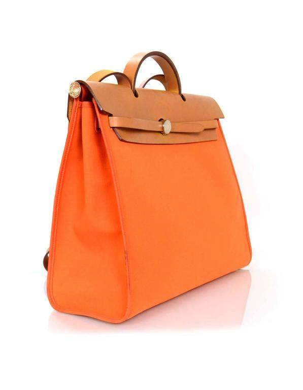 Hermes Herbag Zip Leather and Toile 39 at 1stDibs