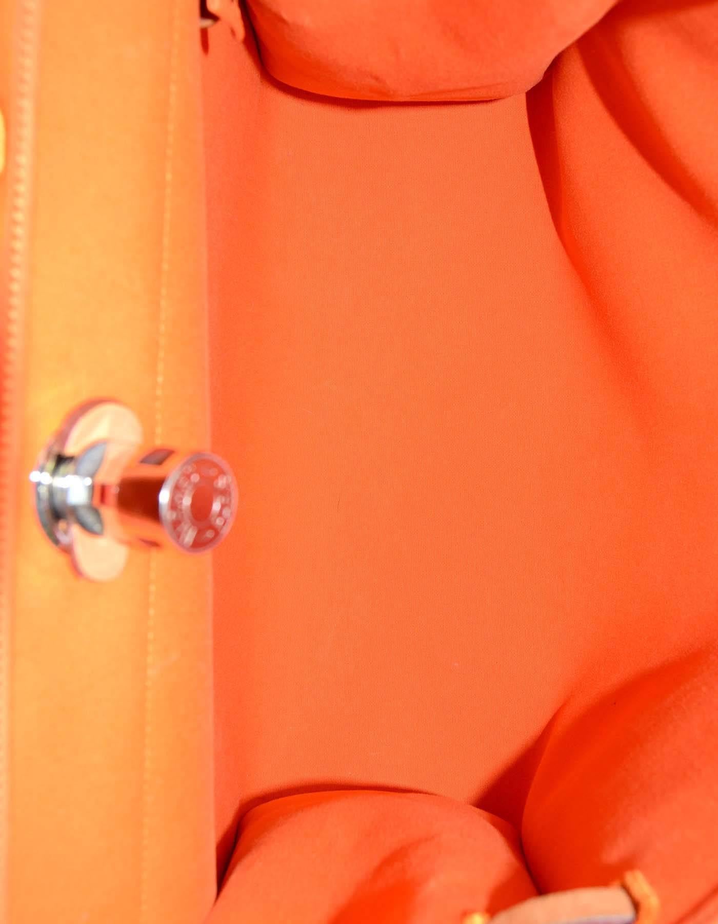 Women's Hermes Orange and Camel Toile Herbag Zip 39 