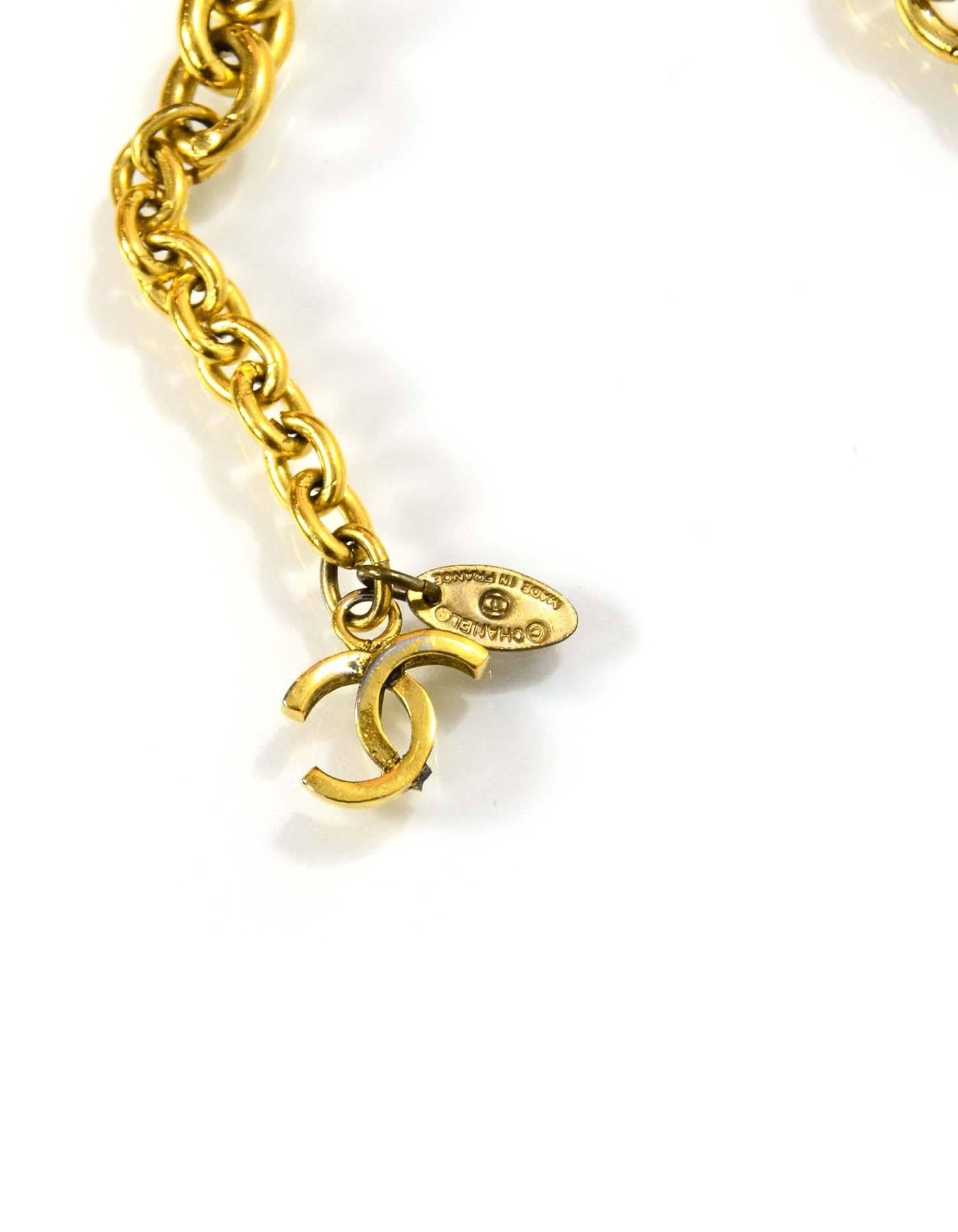 Orange Chanel Vintage Gold-Tone Hammered CC Chain Belt