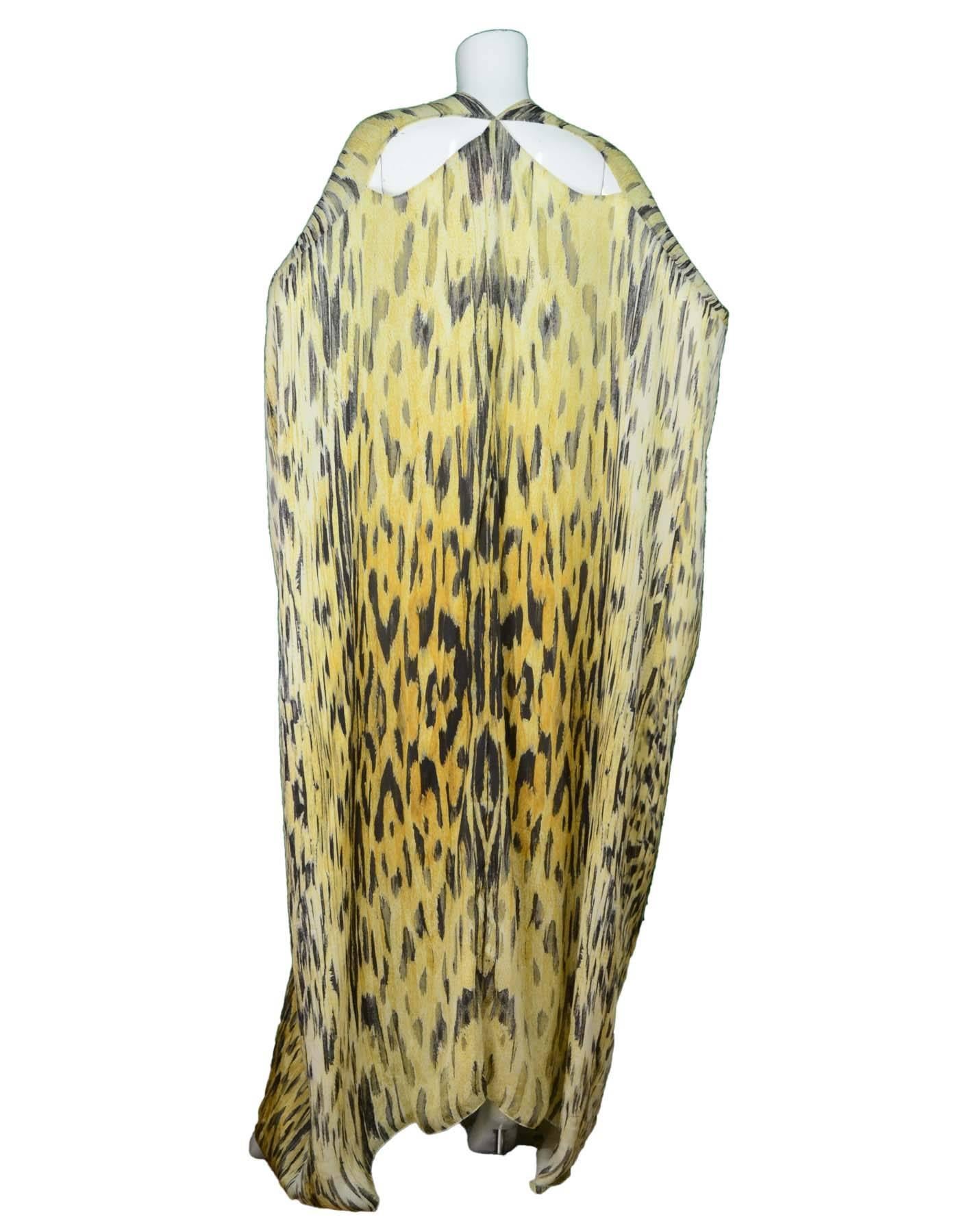 Brown Roberto Cavalli Silk Leopard Georgette Kaftan Sz S
