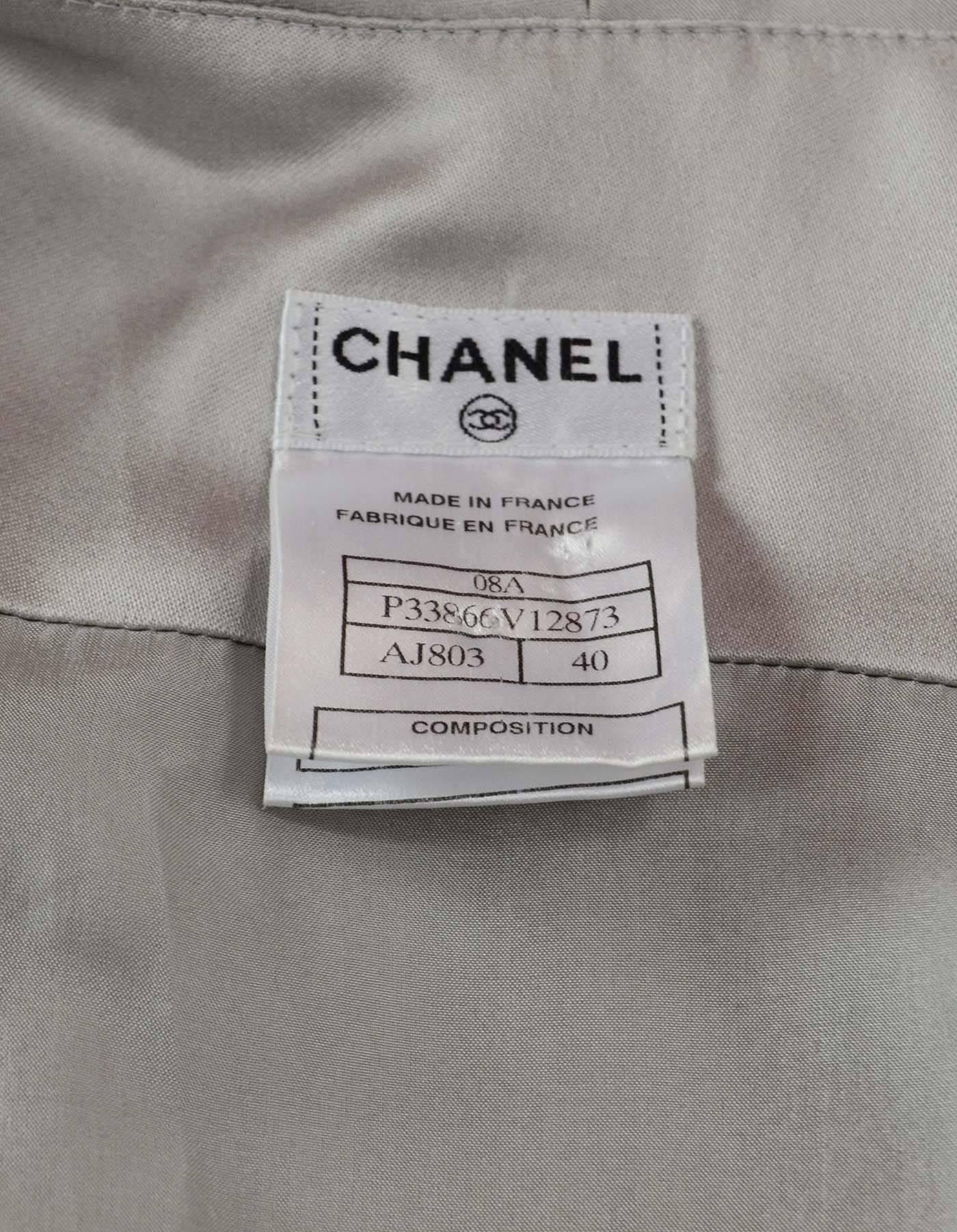 Gray Chanel Grey Long Silk Dress with Tweed Trim Sz 40 NWT rt. $9, 300