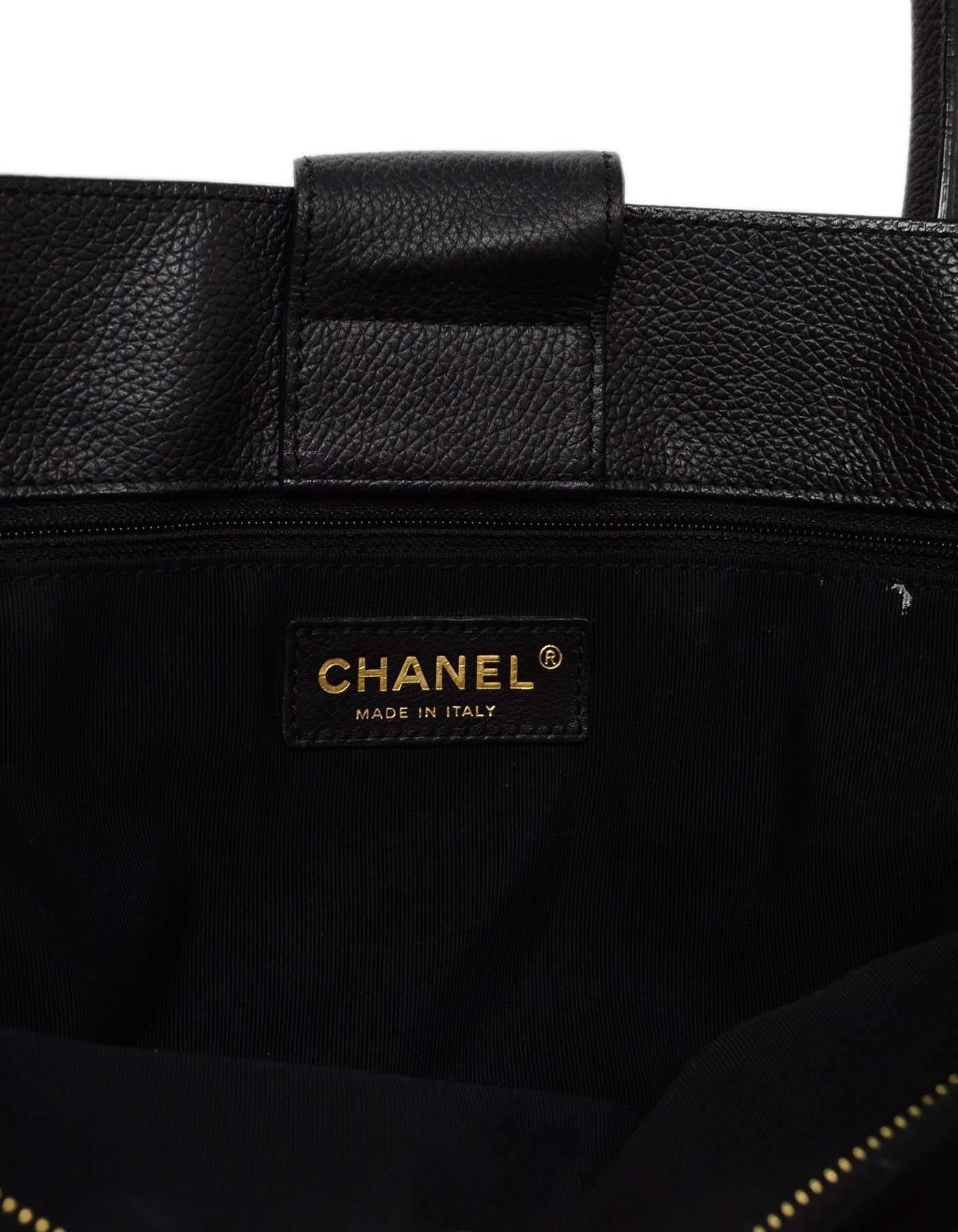Chanel Black Leather Cerf Executive Tote Bag w/ Strap 4