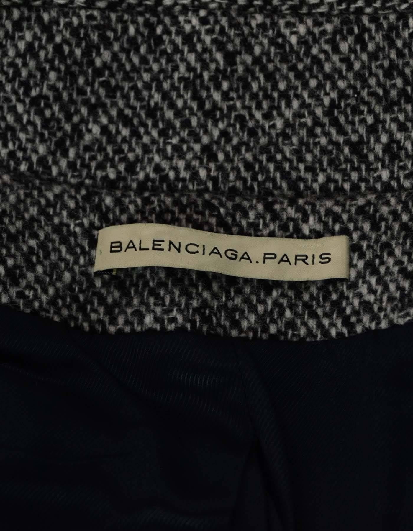 Women's Balenciaga Black and White Tweed Jacket Sz 40