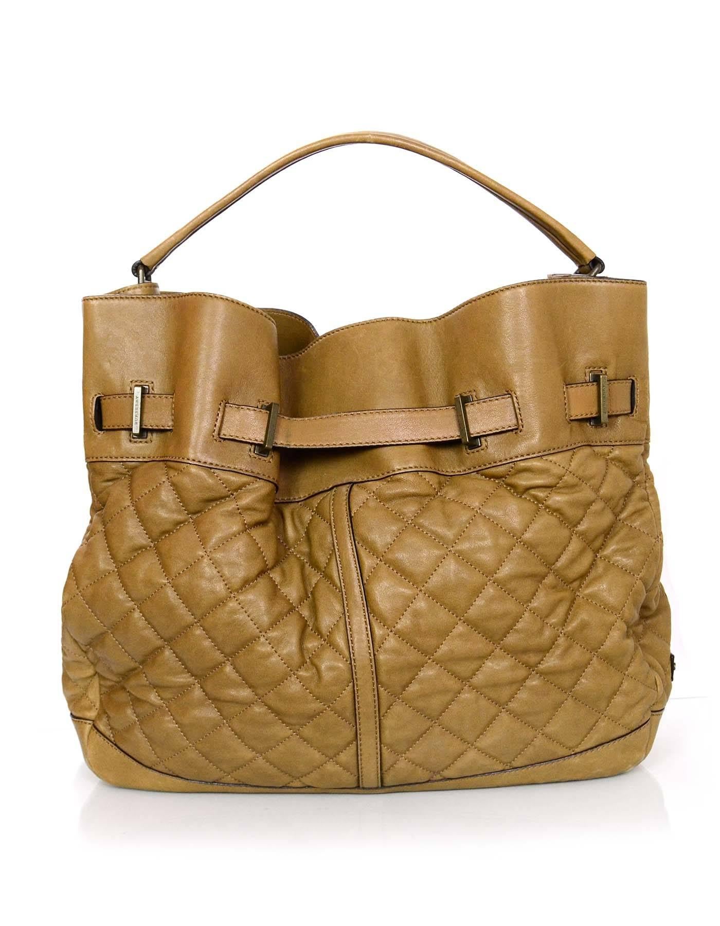 Burberry Brown Quilted Leather Tote Bag In Excellent Condition In New York, NY