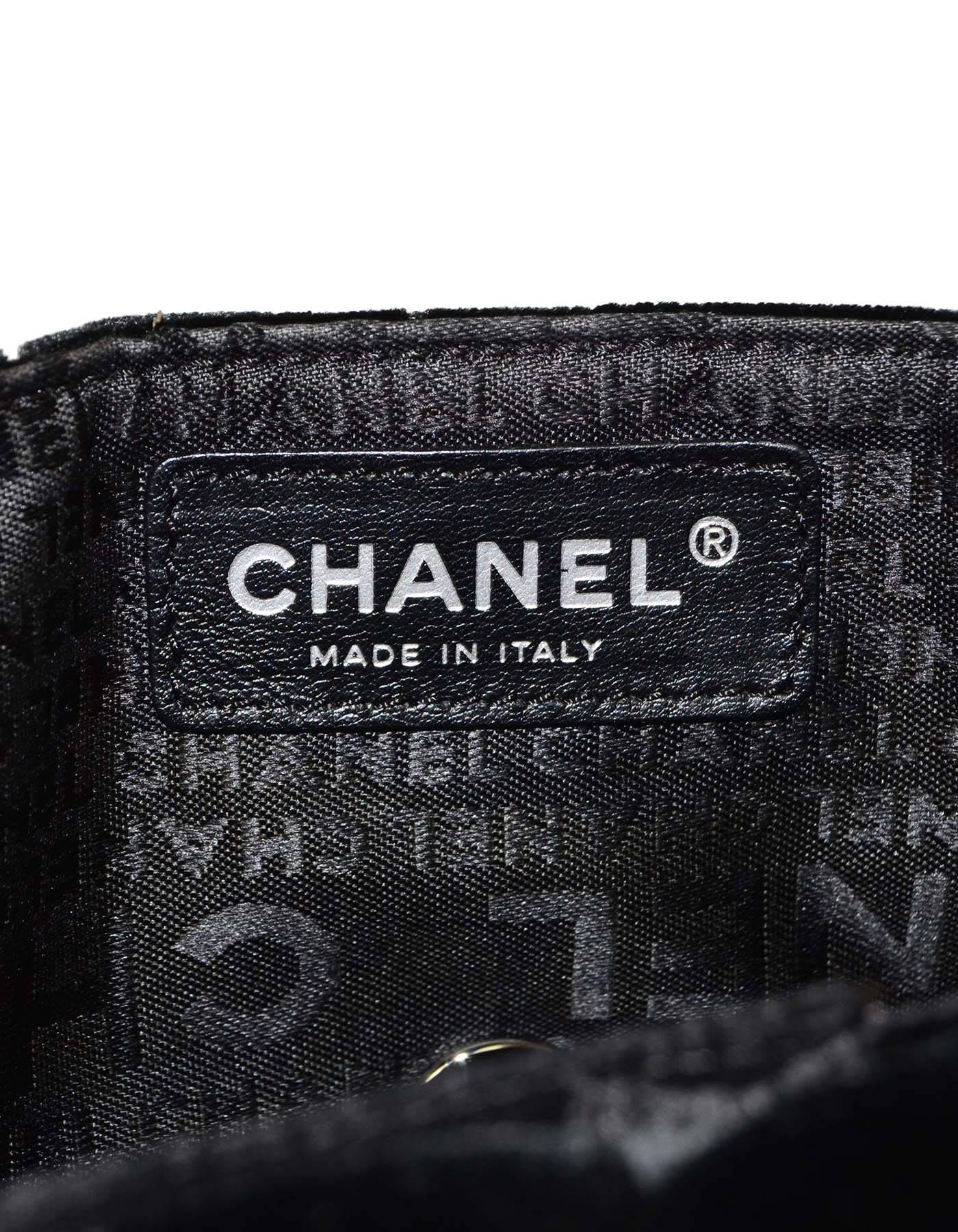 Chanel Black Quilted Velvet Evening Flap Bag 3