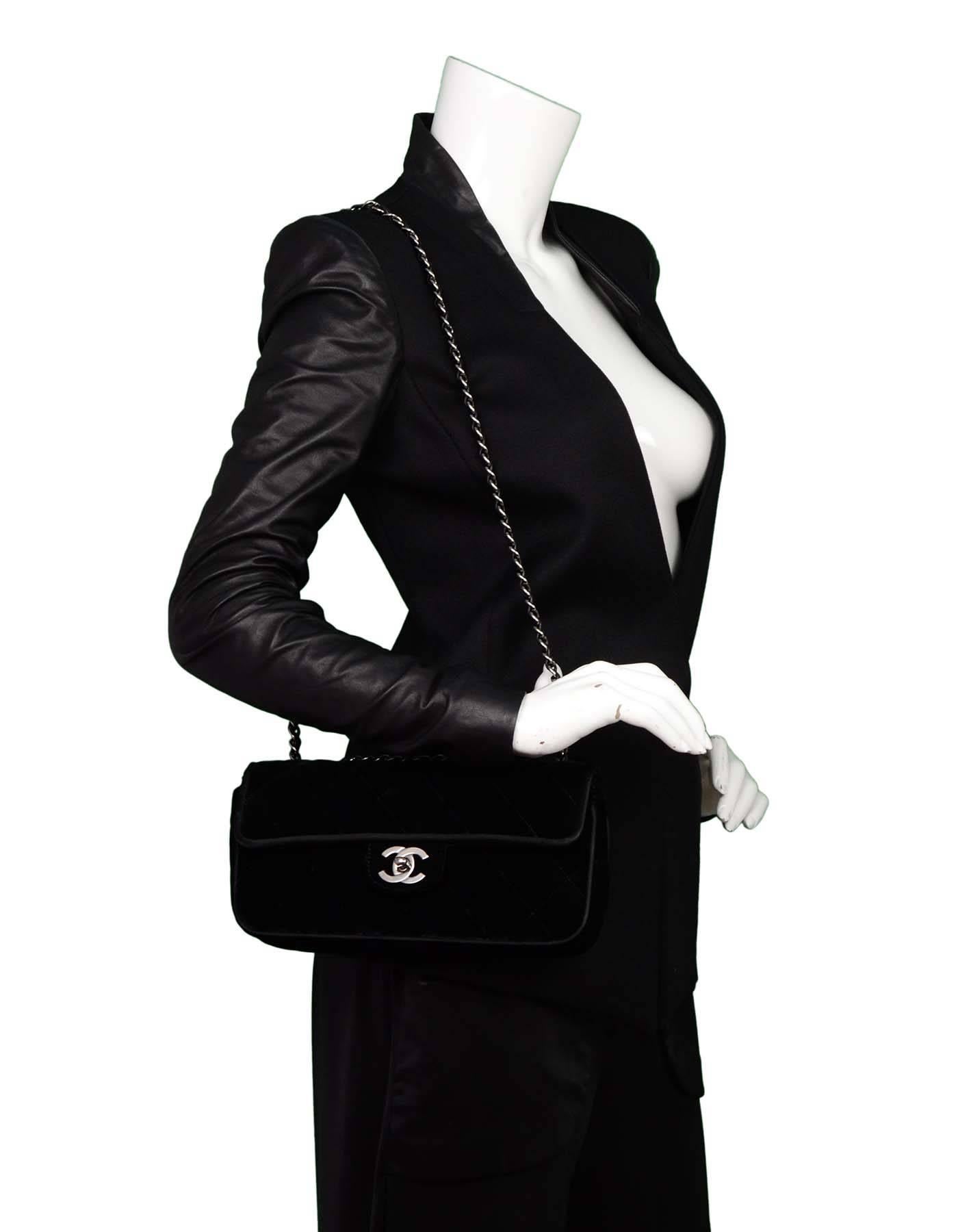 Chanel Black Quilted Velvet Evening Flap Bag 5