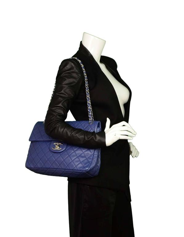 Chanel Blue Soft Caviar Leather Quilted Maxi Classic Bag For Sale at ...