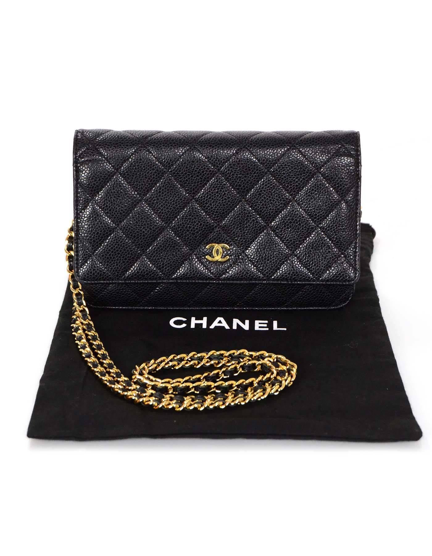 Chanel Black Caviar Leather WOC Wallet On Chain Crossbody Bag GHW 2