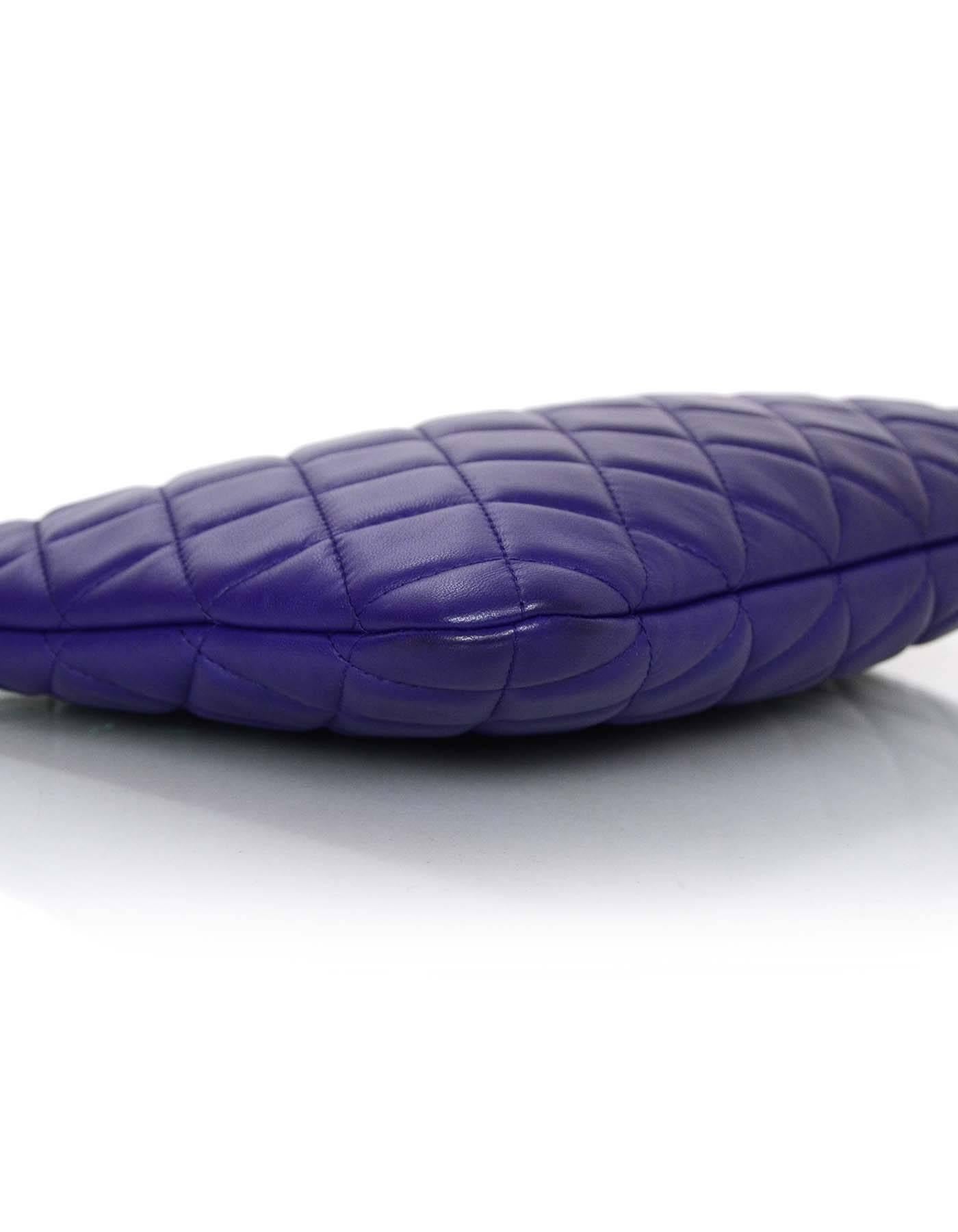 Chanel Purple Lambskin Leather Quilted Medium O Case Clutch In Excellent Condition In New York, NY