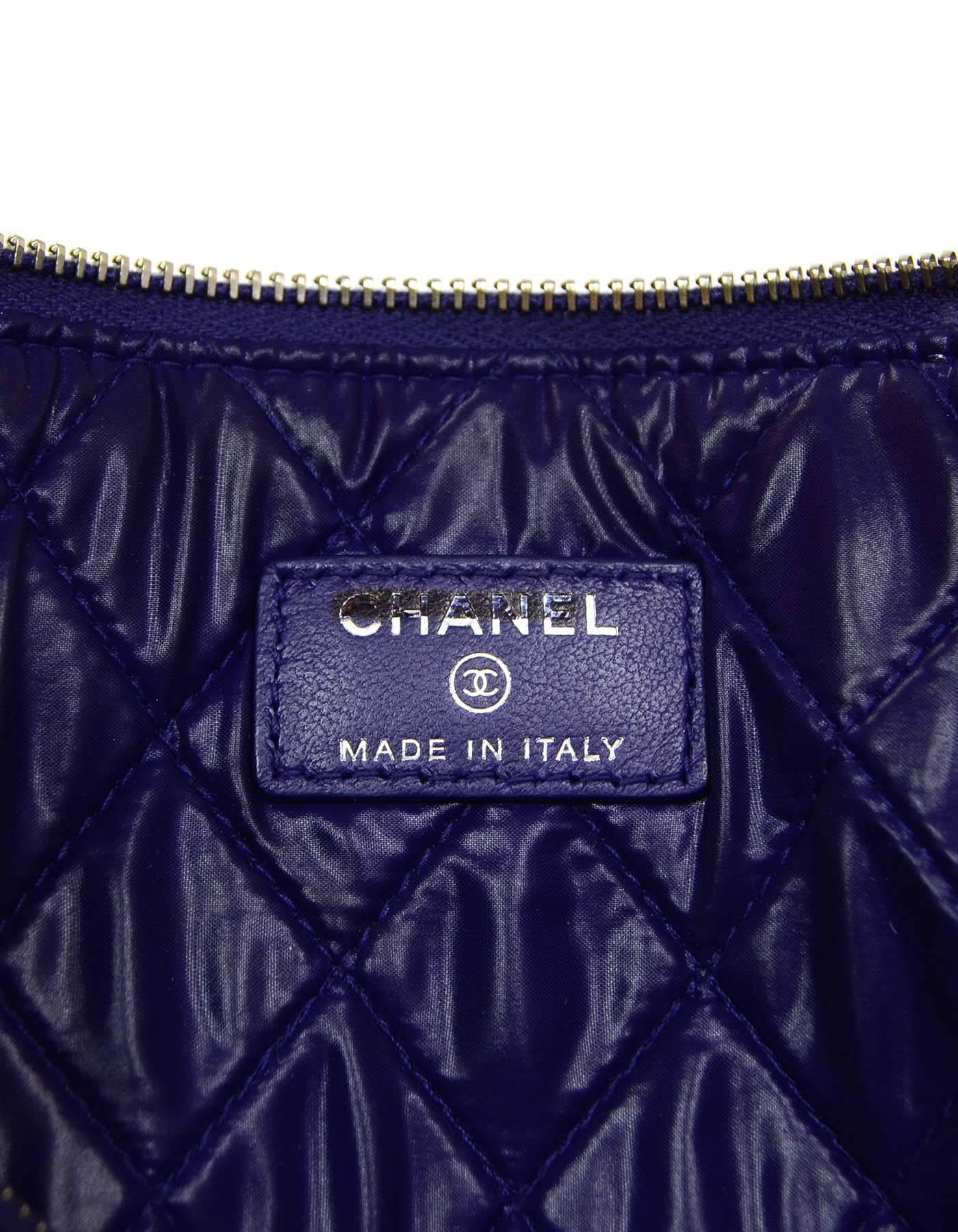 Chanel Purple Lambskin Leather Quilted Medium O Case Clutch 3
