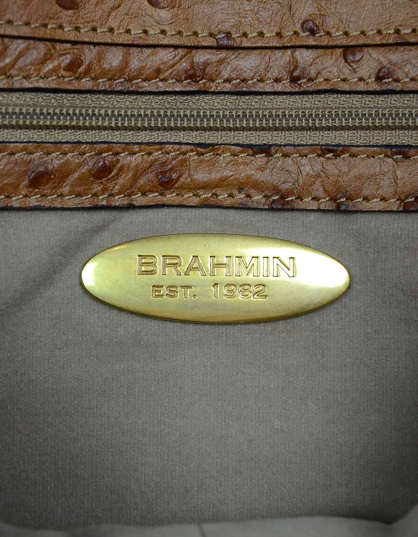 Brahmin Tan Embossed Ostrich Shoulder Bag 1