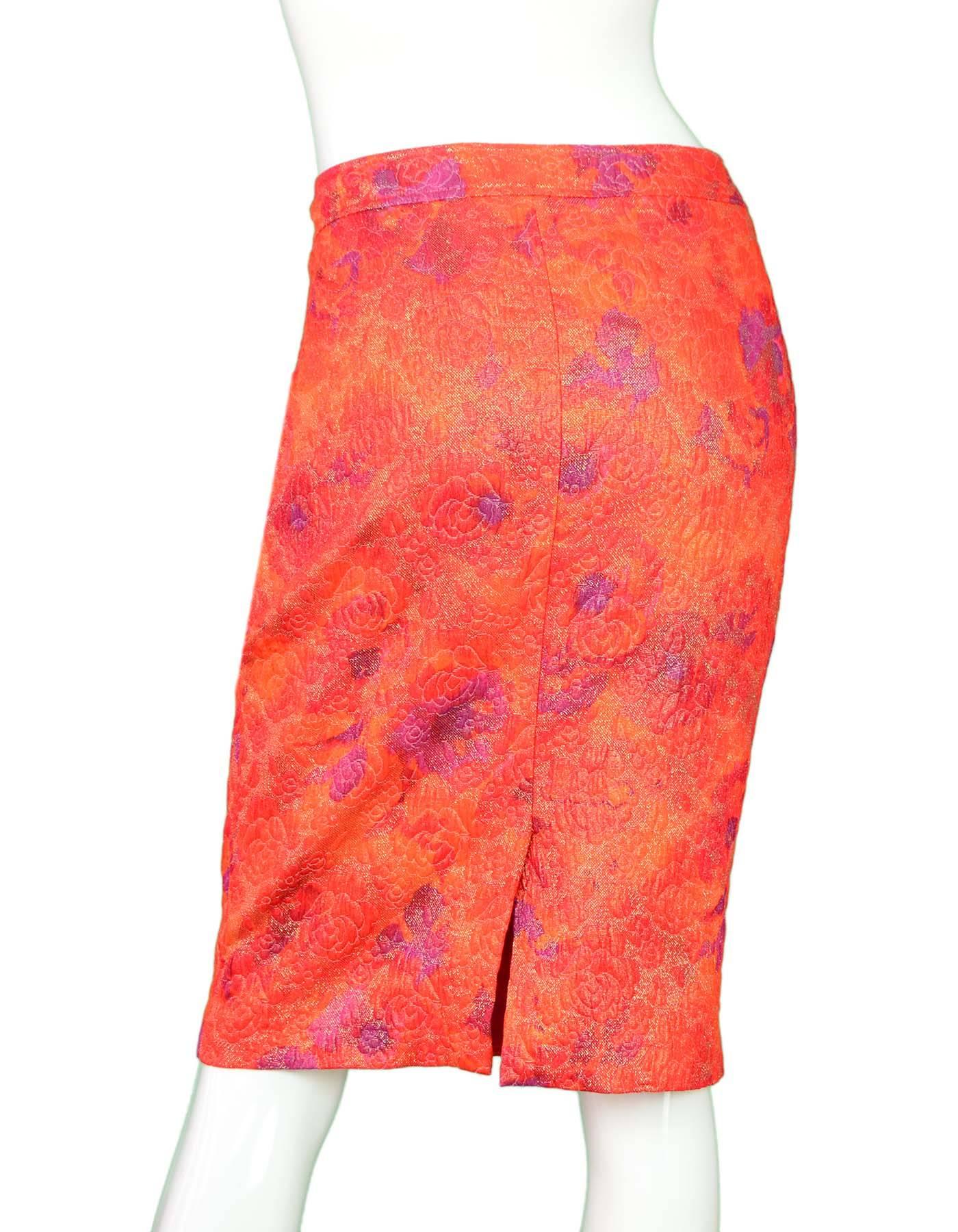 Red D&G Orange & Purple Brocade Skirt Sz 48
