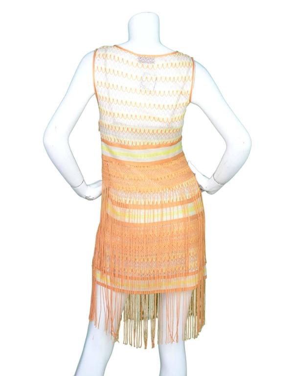 Missoni Yellow and Cream Sleeveless Knit Fringe Dress Sz 40 For Sale at
