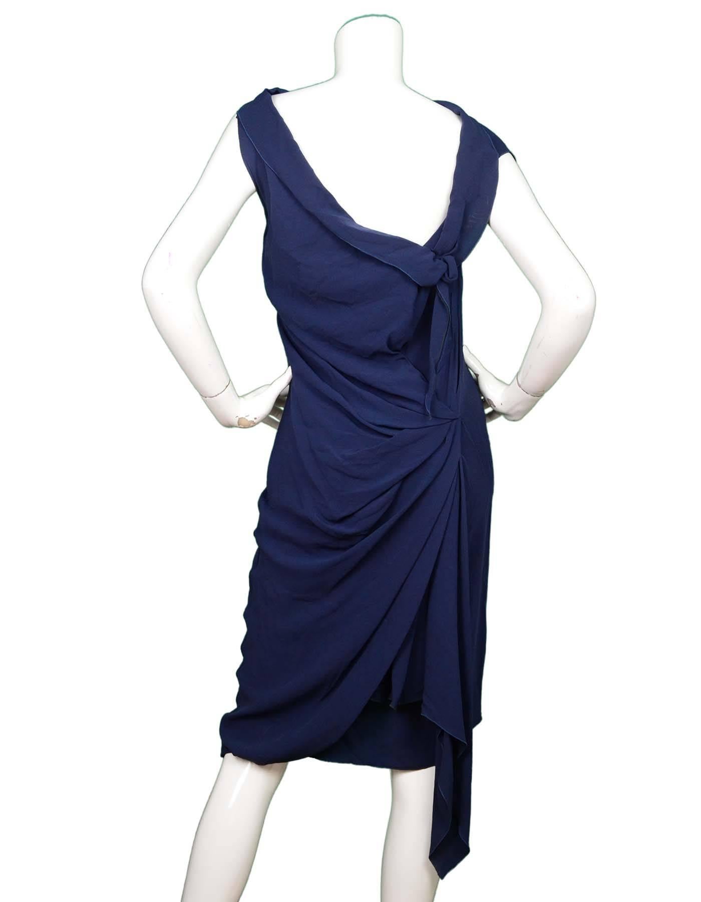 Vionnet Blue Silk Dress Sz 40 In Excellent Condition In New York, NY