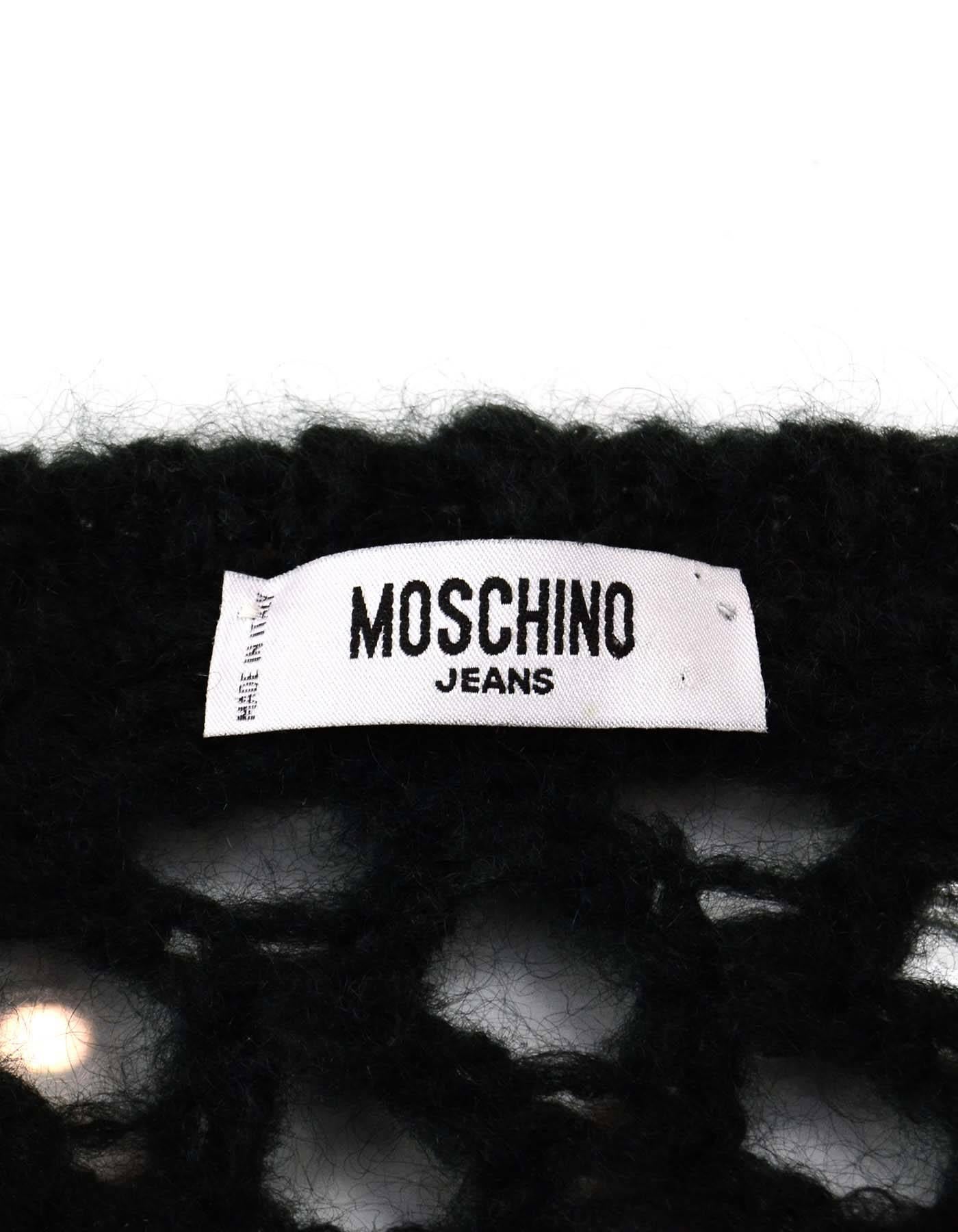 Women's Moschino Jeans Black Open Knit Sweater Sz 44