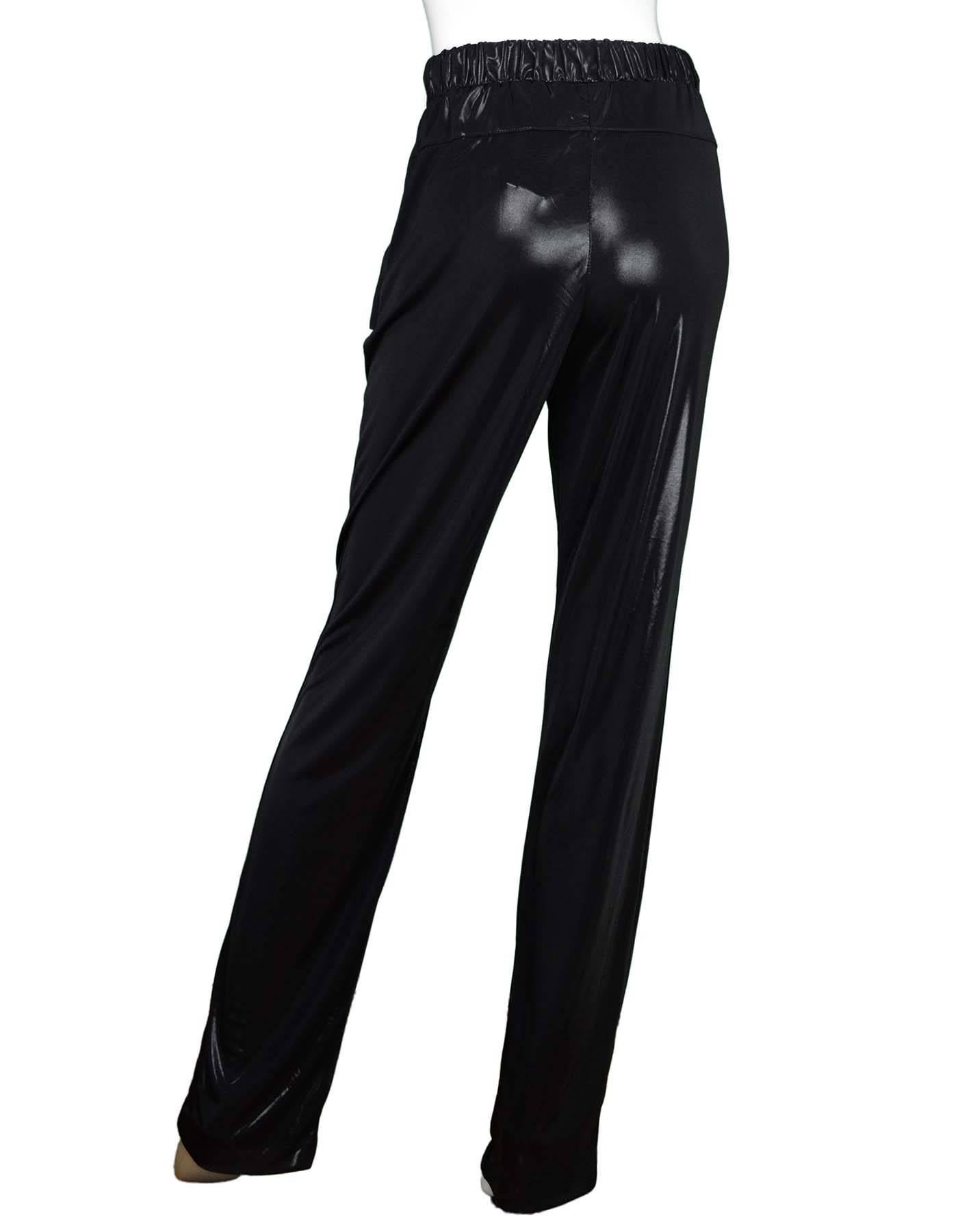 Chanel Black Lustrous Pants Sz 40 In Excellent Condition In New York, NY