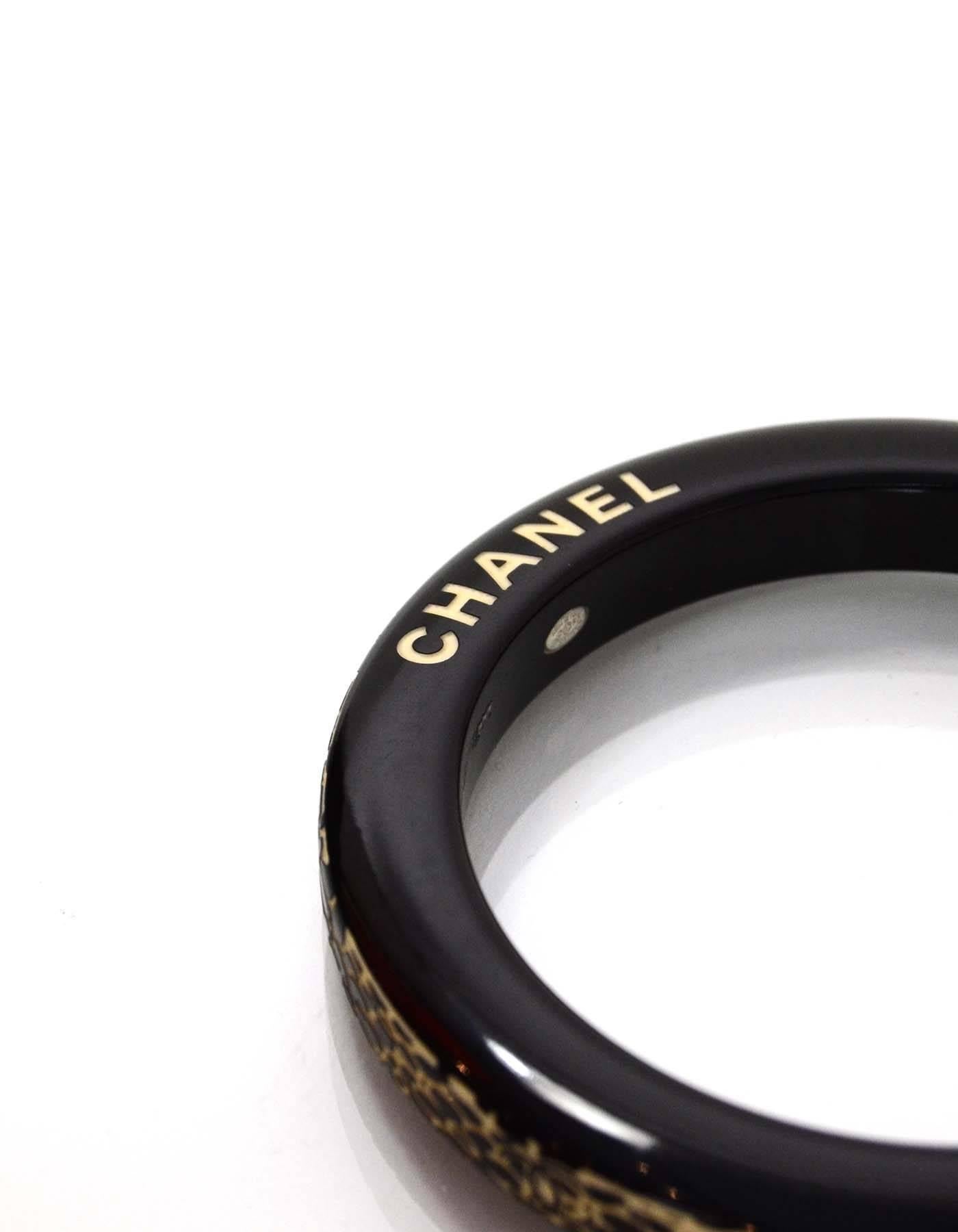 Chanel Black and White Resin Bangle Bracelet In Excellent Condition In New York, NY
