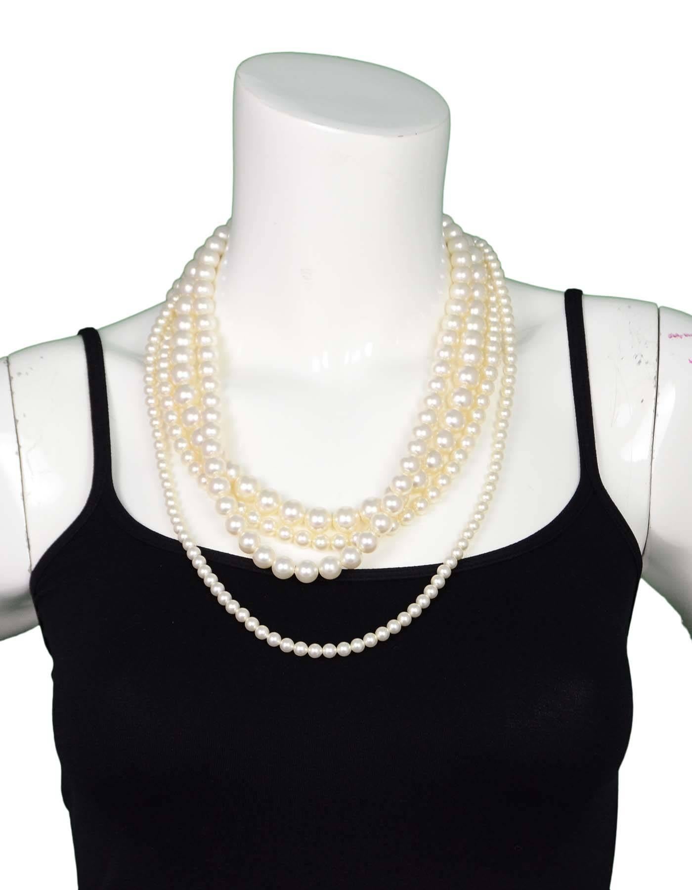 Lanvin Multistrand Faux Pearl Necklace w/ Crystal Clasp rt. $1, 000 In Excellent Condition In New York, NY