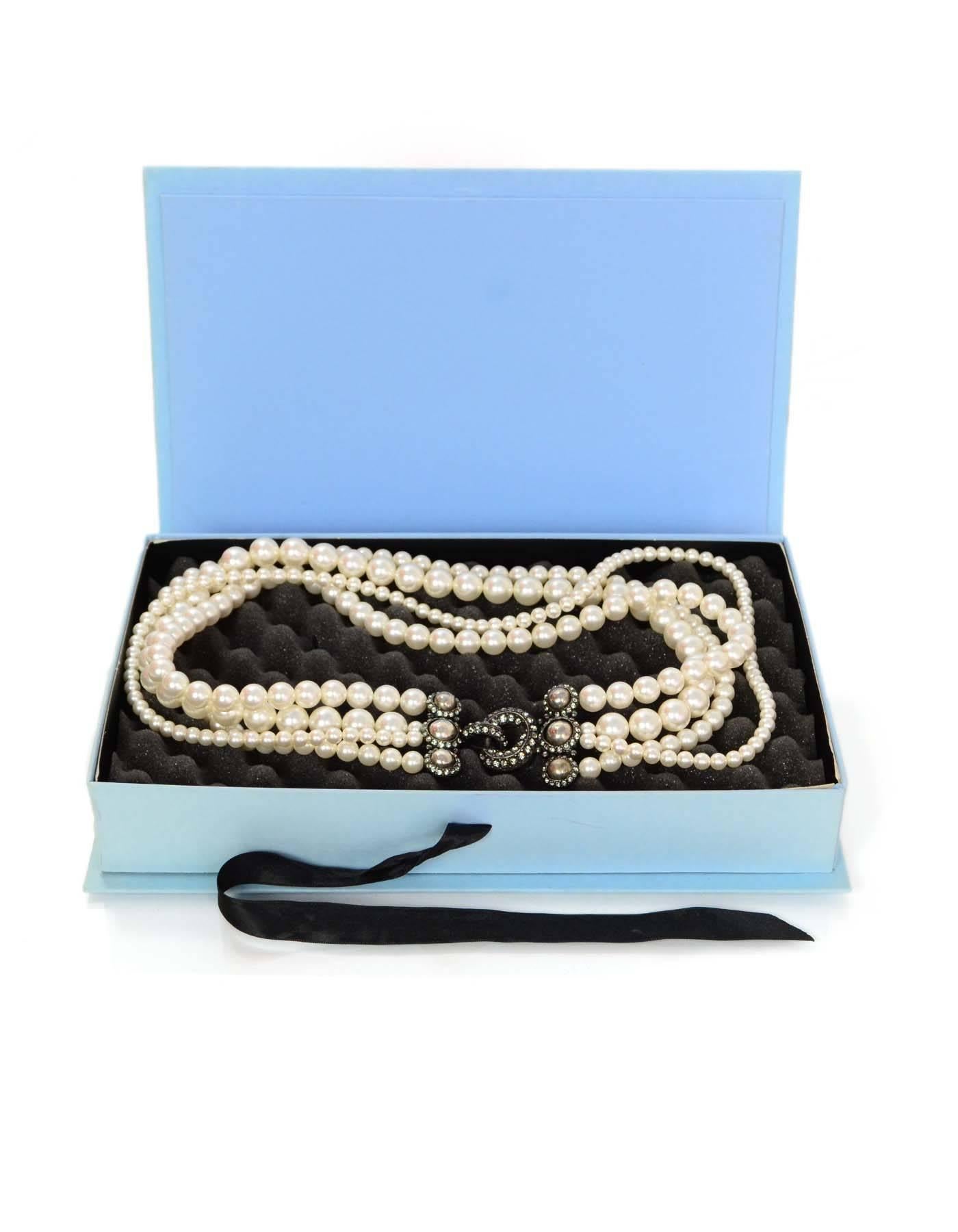Women's Lanvin Multistrand Faux Pearl Necklace w/ Crystal Clasp rt. $1, 000
