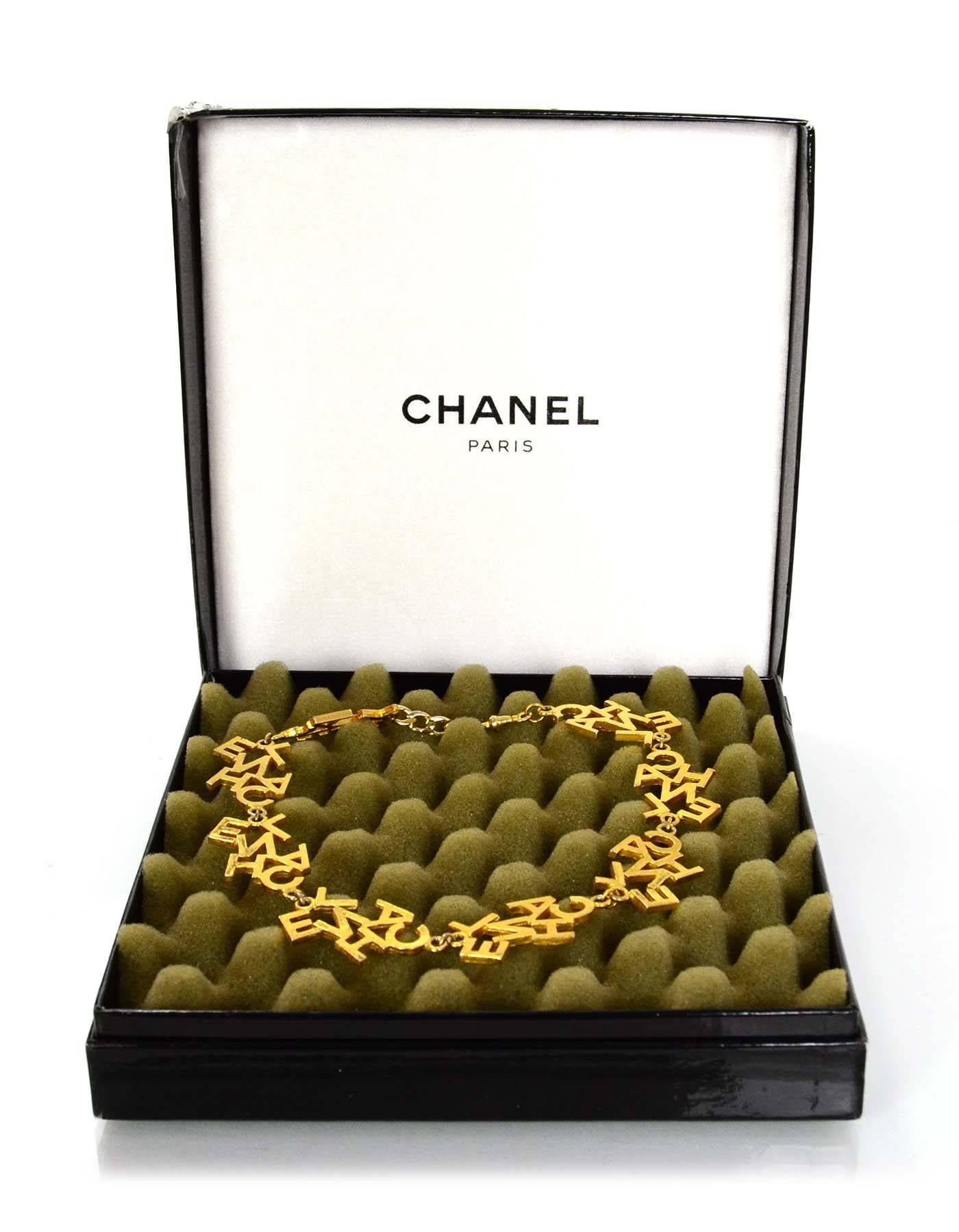 Women's Chanel Vintage Goldtone Logo Letter Choker Necklace