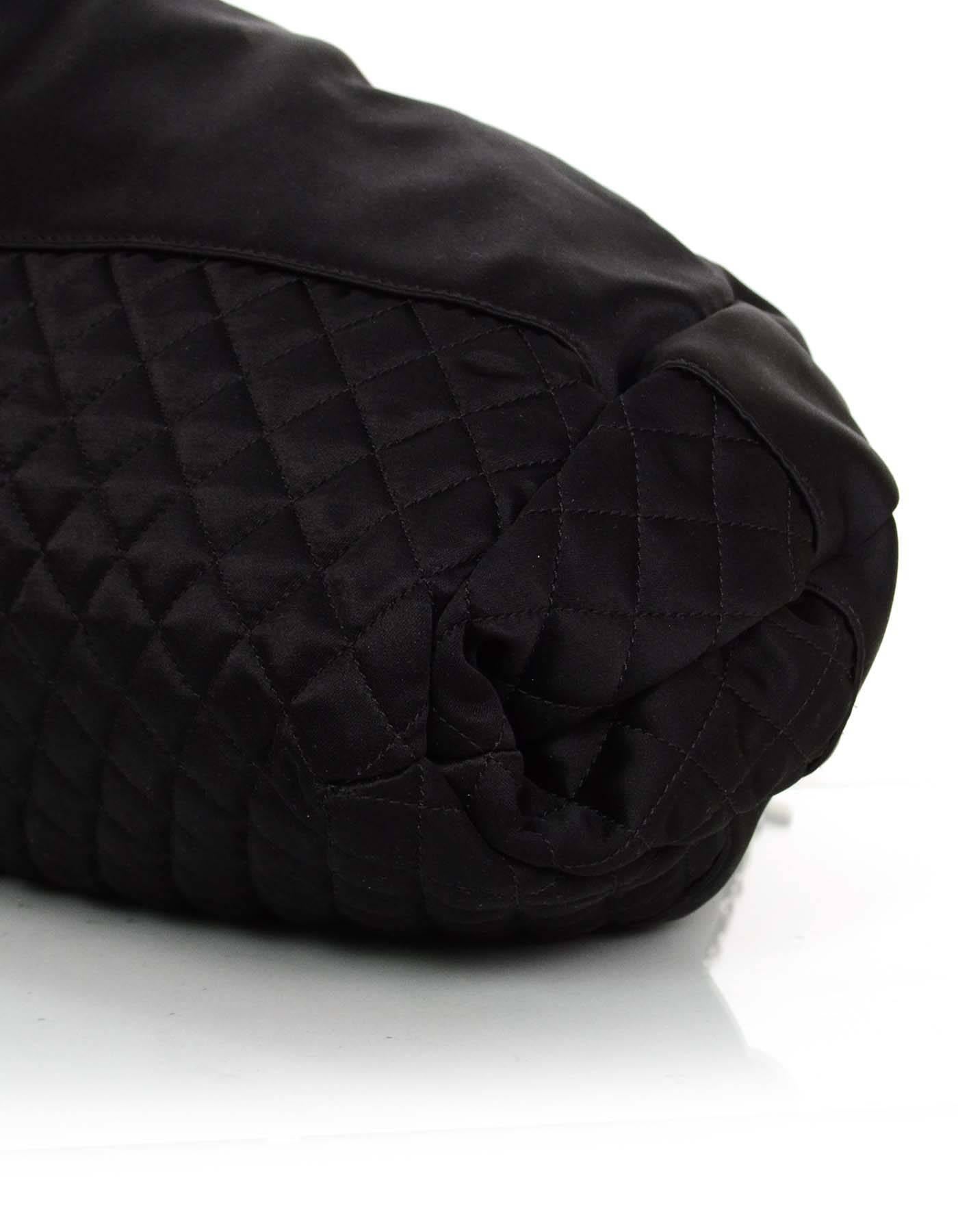 Women's Chanel Black Satin Melrose CC Cabas Tote Bag 