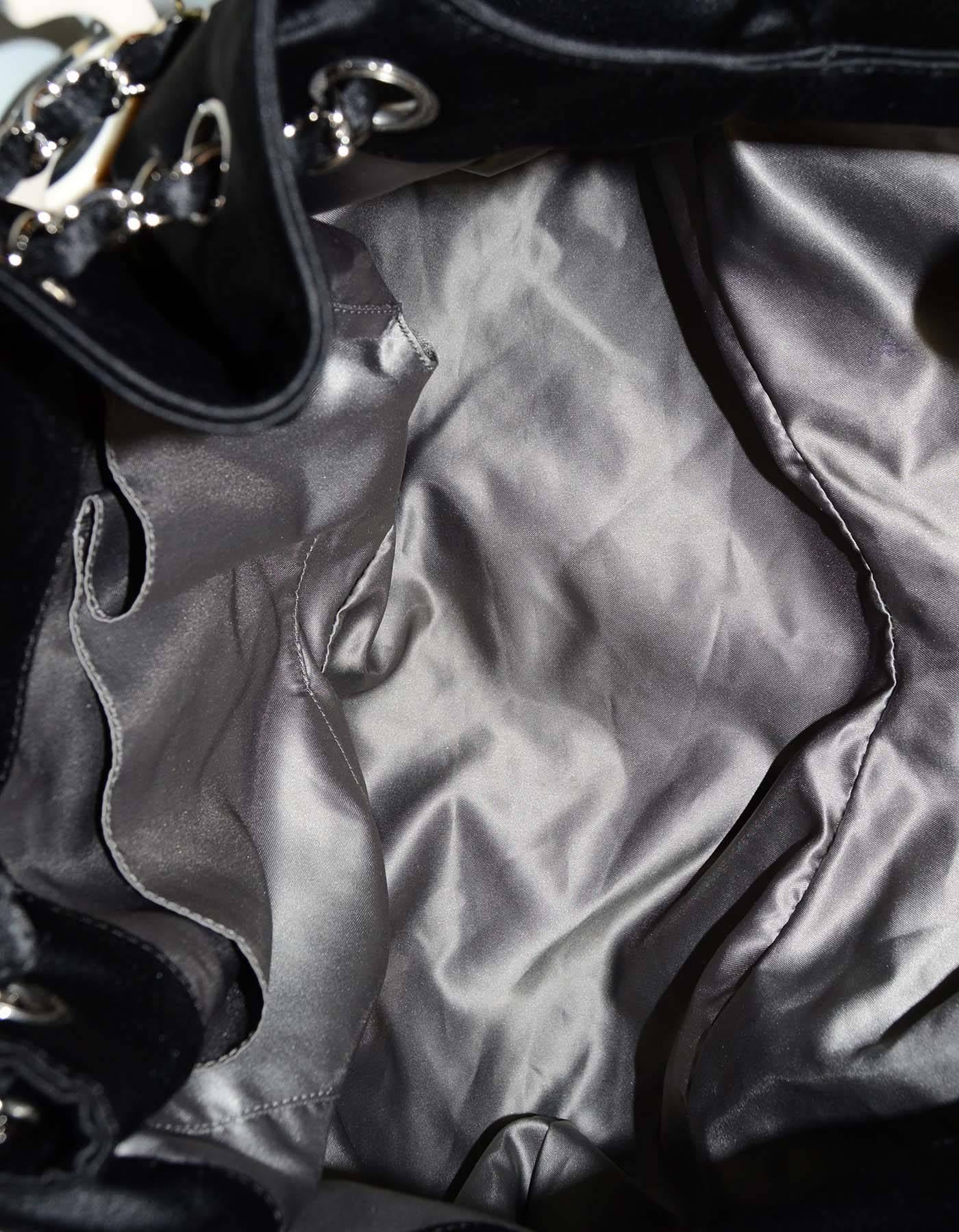 Chanel Black Satin Melrose CC Cabas Tote Bag  2