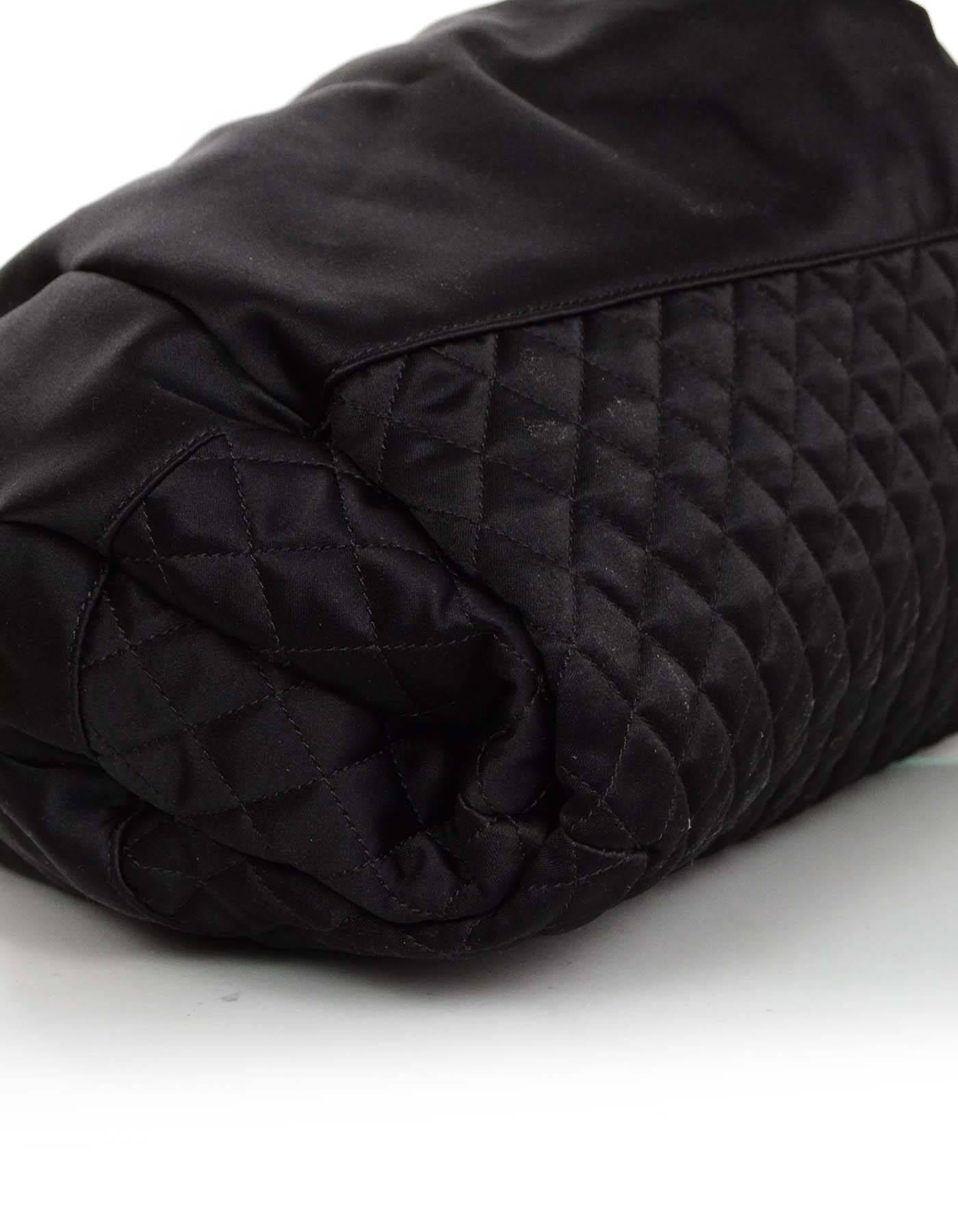 Chanel Black Satin Melrose CC Cabas Tote Bag  1