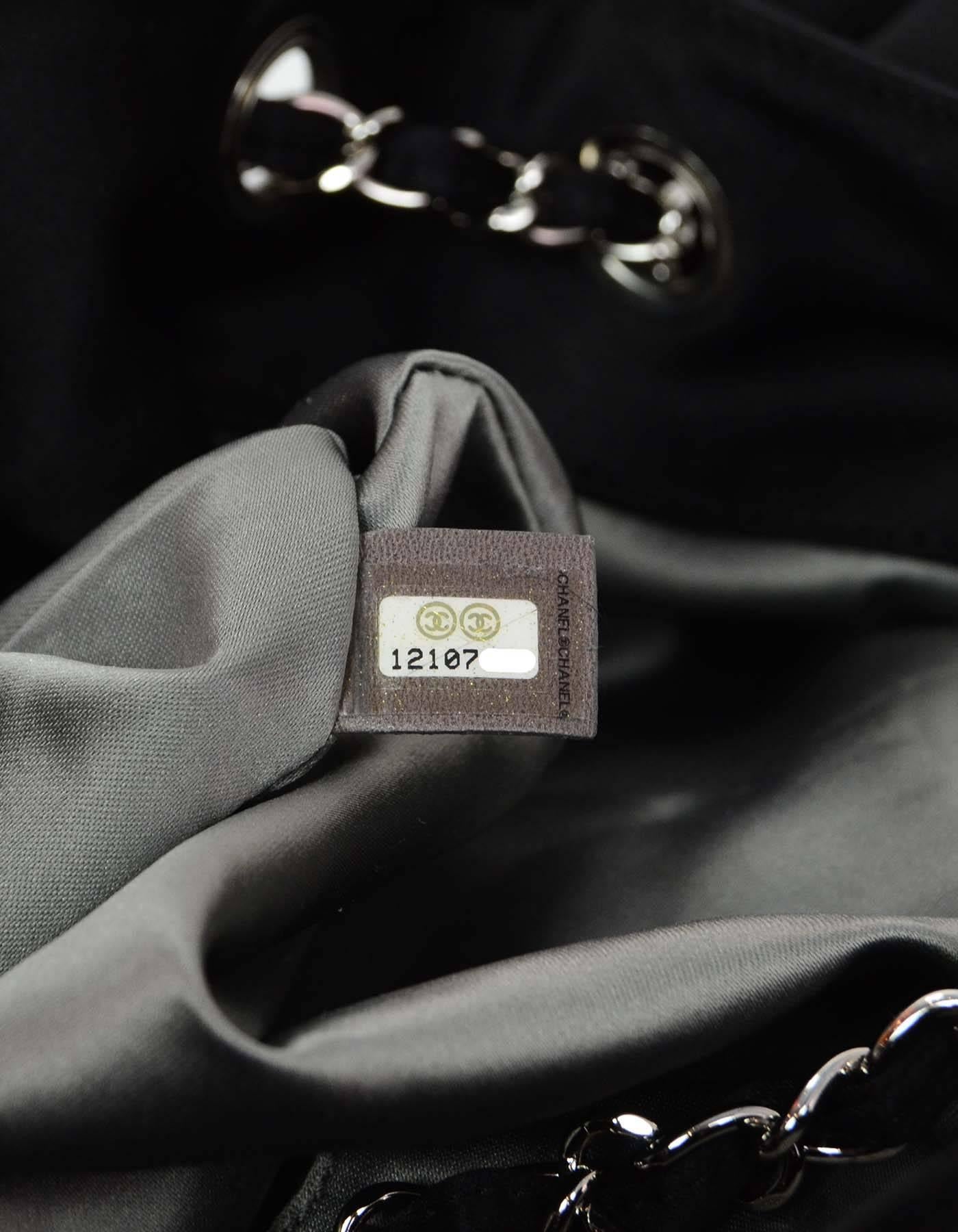 Chanel Black Satin Melrose CC Cabas Tote Bag  4