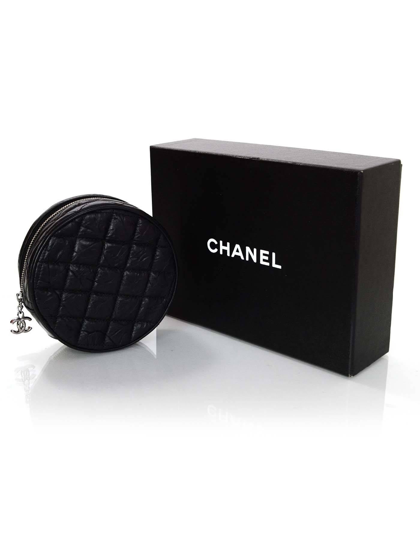 Chanel Black Distressed Leather Jewelry Case 3