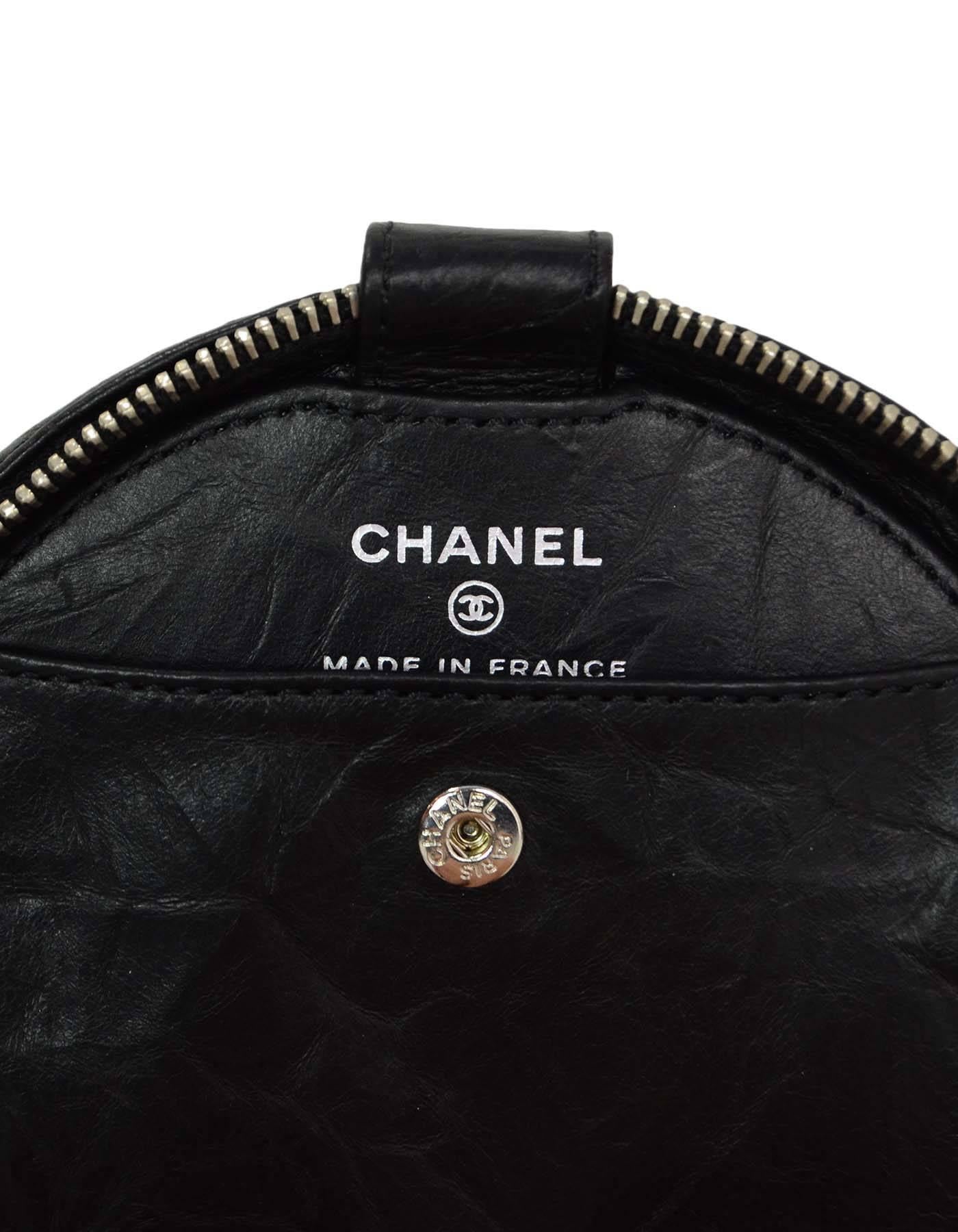 Chanel Black Distressed Leather Jewelry Case 1