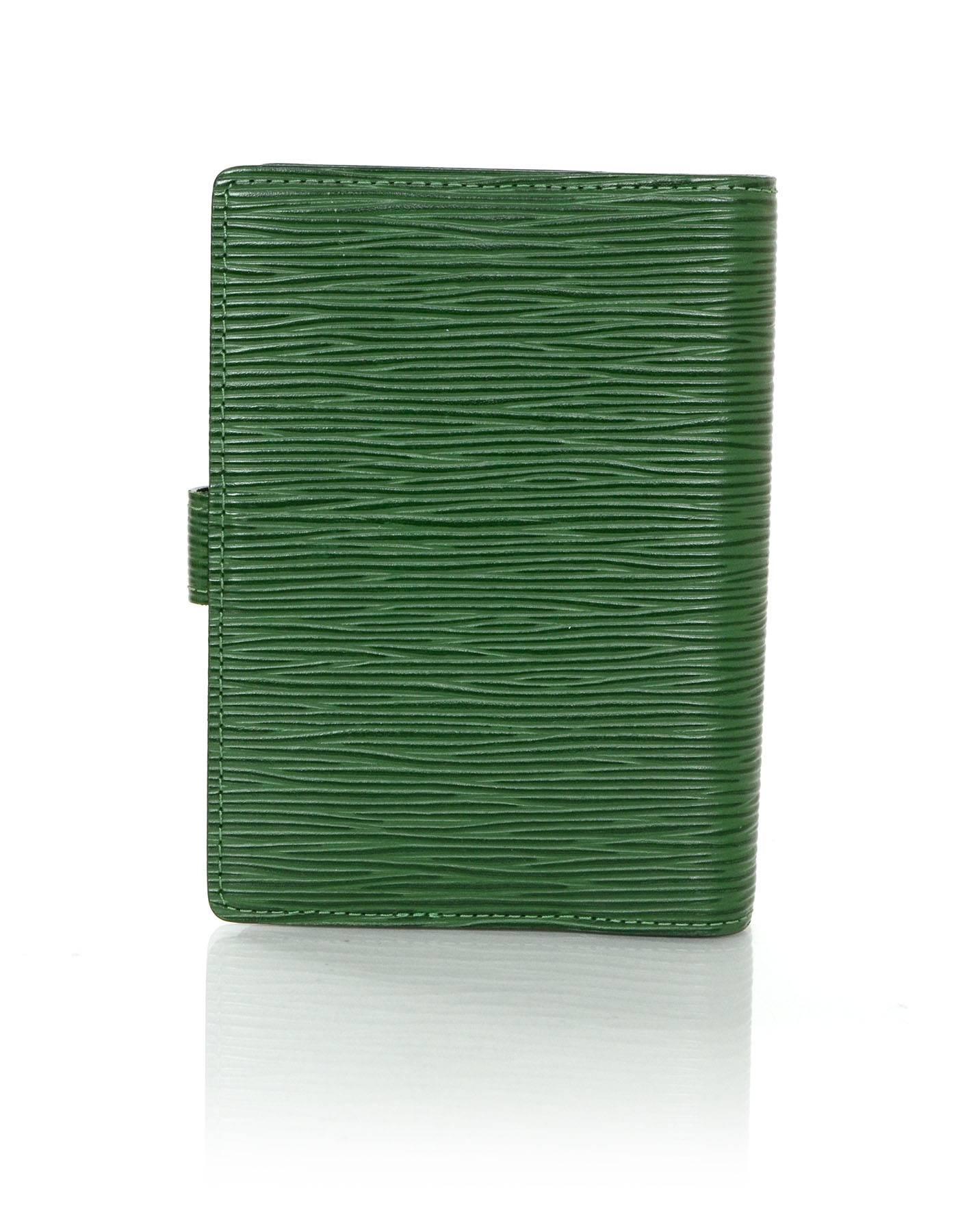 Louis Vuitton Green Epi Leather Agenda In Excellent Condition In New York, NY