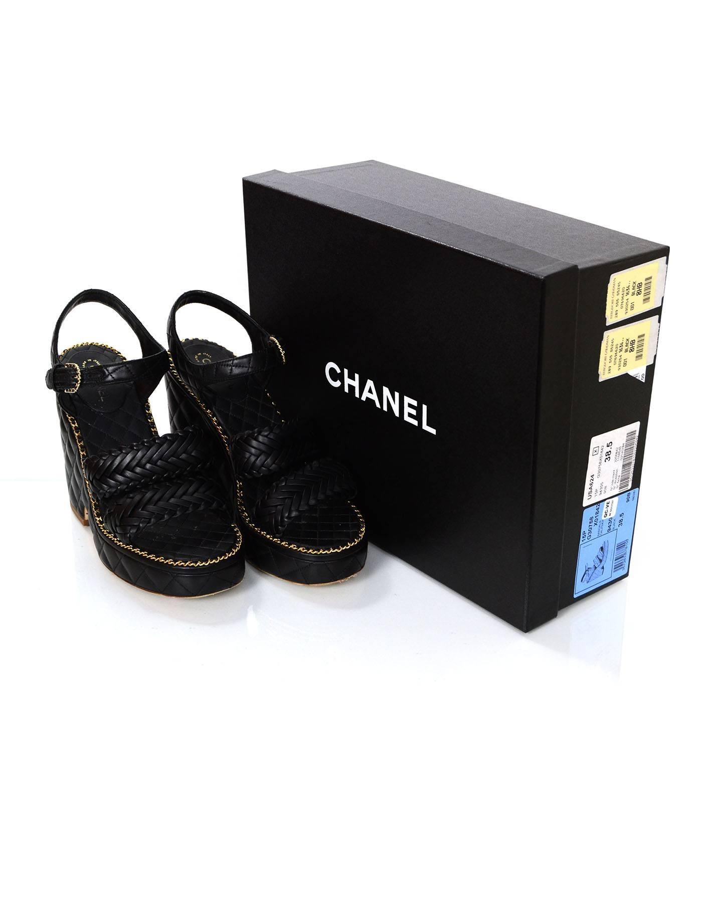 Chanel Black Quilted Platform Sandals Sz 38.5 rt. $1, 550 2