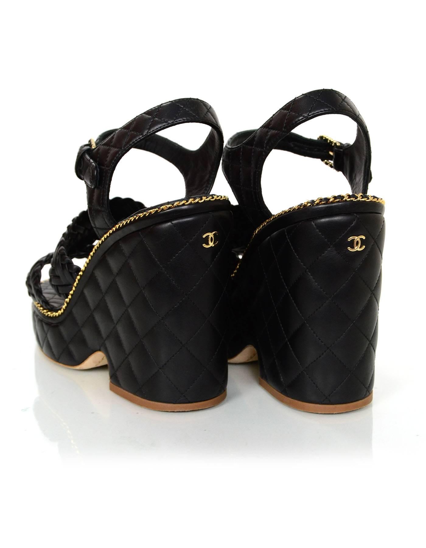 Women's Chanel Black Quilted Platform Sandals Sz 38.5 rt. $1, 550