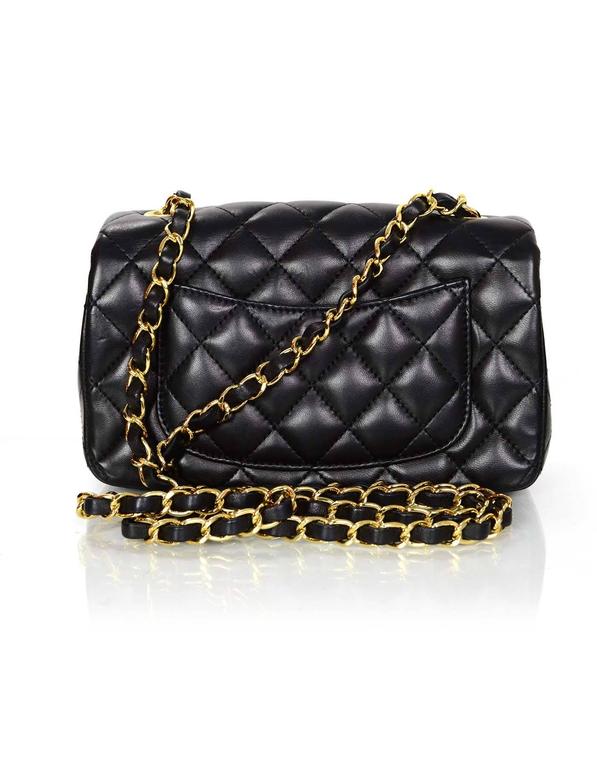 Chanel 2015 Black Lambskin Rectangular Mini Flap Bag with GHW For