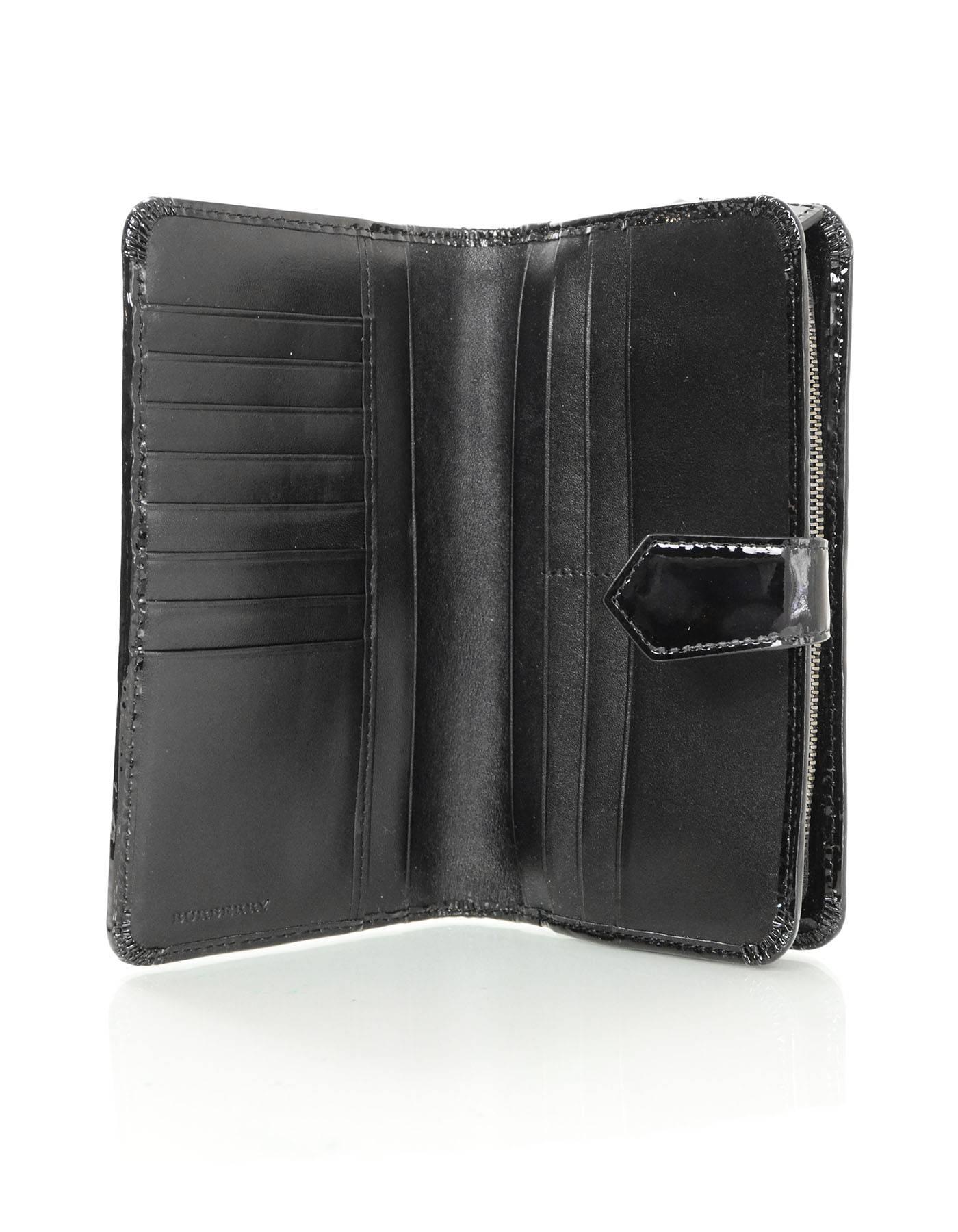 Burberry Black Patent Leather and Nova Plaid Wallet 2