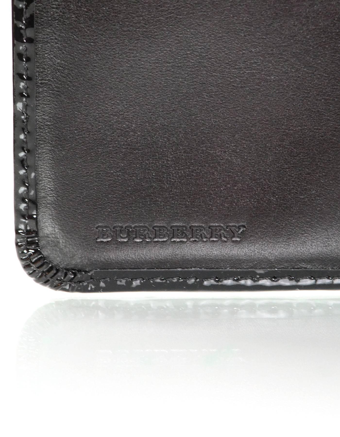 Burberry Black Patent Leather and Nova Plaid Wallet 3