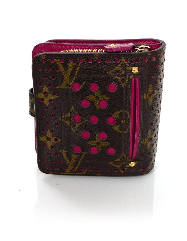 Louis Vuitton Limited Edition Perforated Monogram Compact Wallet w/ Pink For Sale at 1stdibs