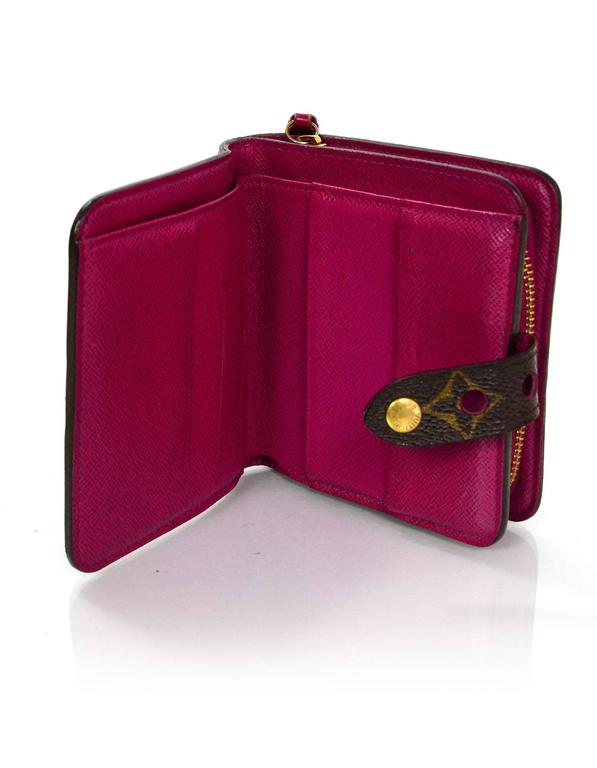 Louis Vuitton Limited Edition Perforated Monogram Compact Wallet w/ Pink For Sale at 1stdibs