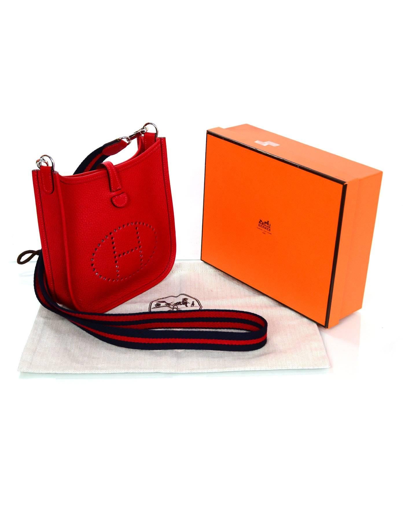 Hermes Rouge Casaque Red Clemence Leather Evelyne TPM Crossbody Bag 3