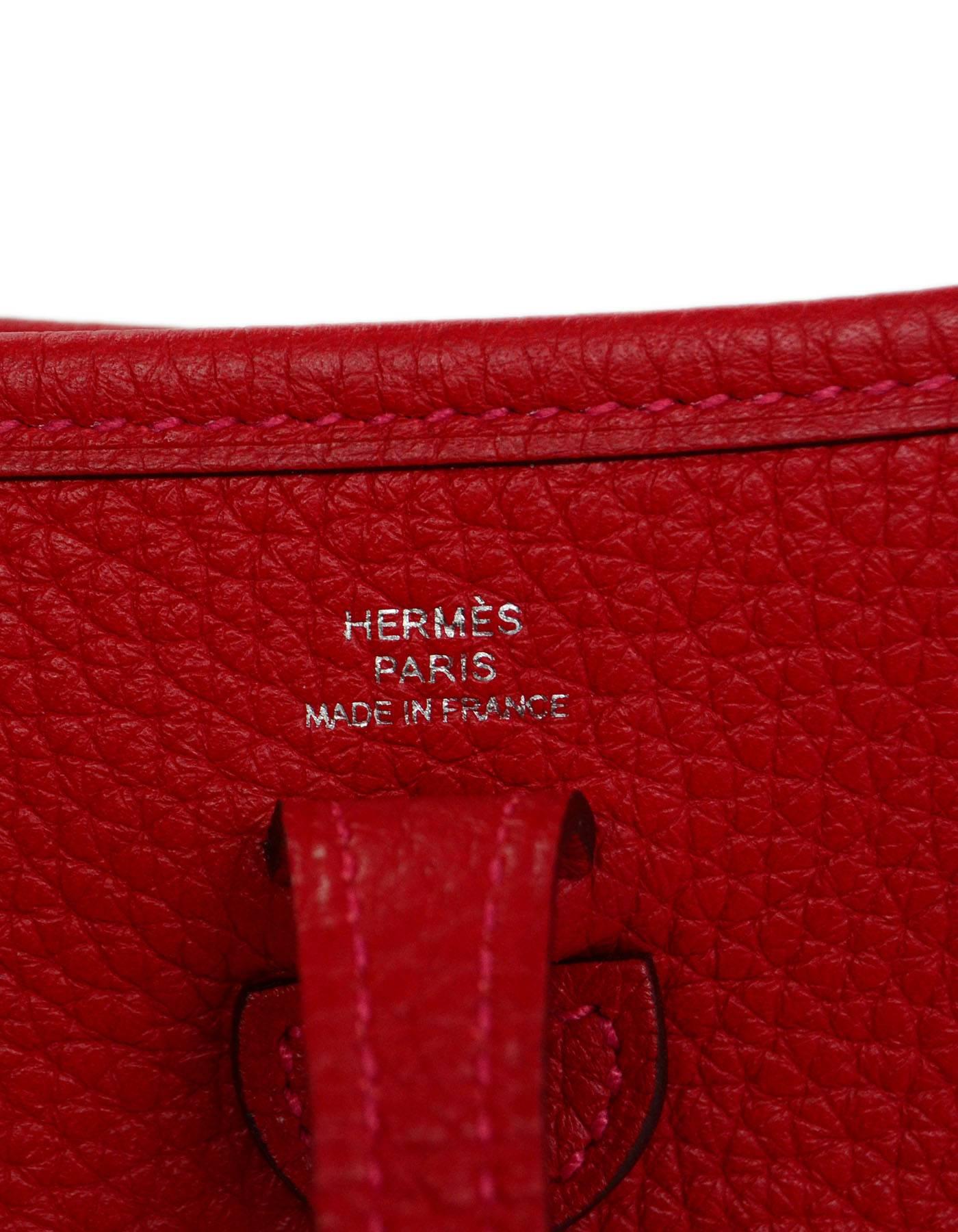 Hermes Rouge Casaque Red Clemence Leather Evelyne TPM Crossbody Bag 1