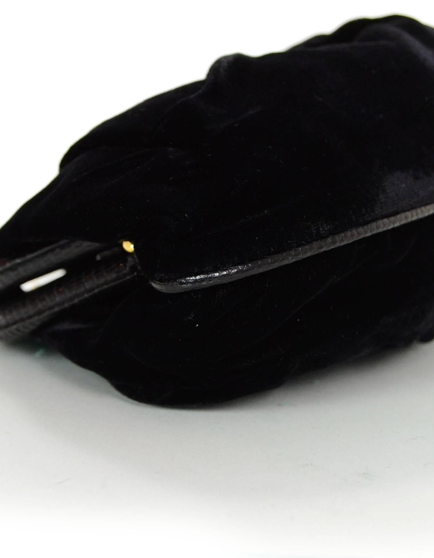 Chanel Vintage Black Velvet Evening Bag w/ Goldtone Hardware In Good Condition In New York, NY
