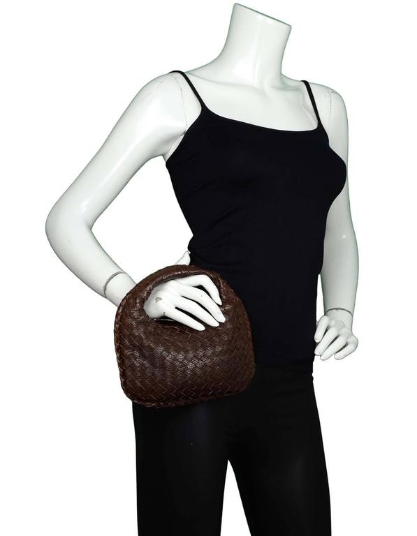 Bottega Veneta Brown Intrecciato Leather Mini Hobo Bag For Sale at