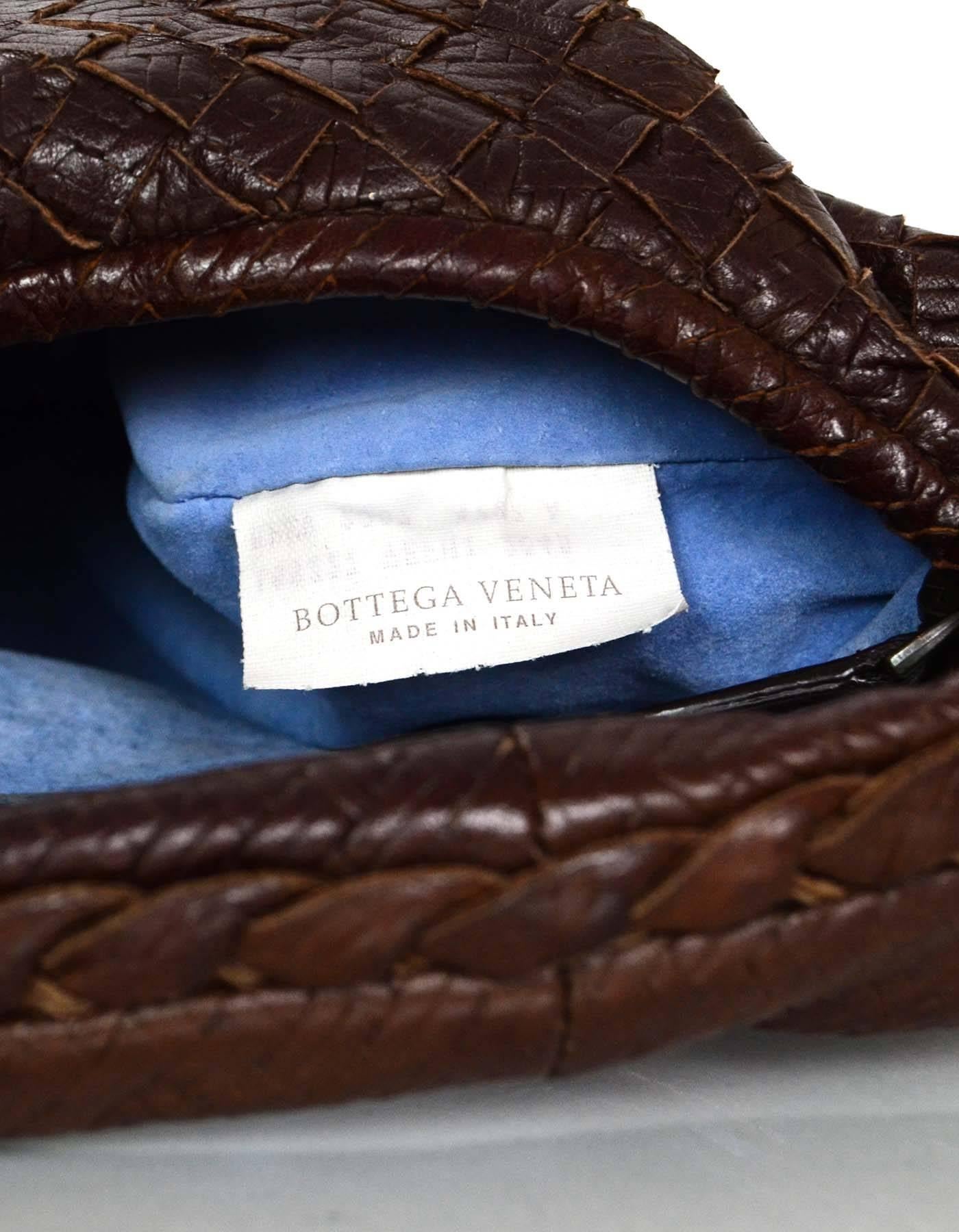 Bottega Brown Intrecciato Leather Mini Hobo Bag For Sale at