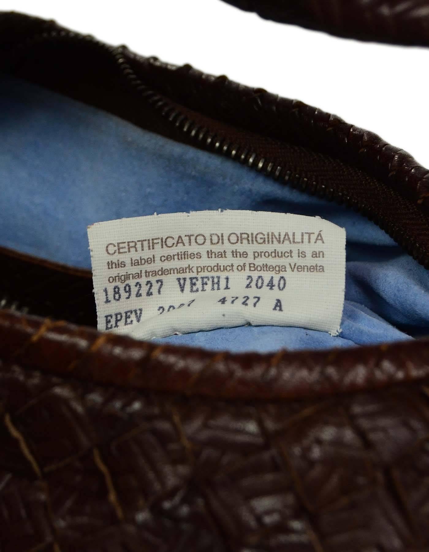 Bottega Brown Intrecciato Leather Mini Hobo Bag For Sale at