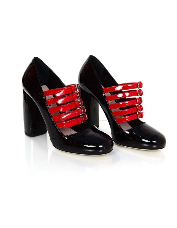 Miu Miu Black and Red Patent Leather Pumps Sz 40 For Sale at 1stDibs